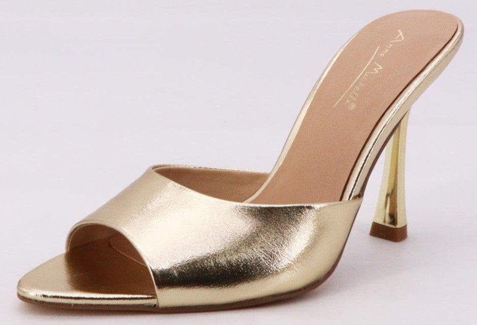 Belle Gold Metallic Pointy Toe Mule Dress Shoe