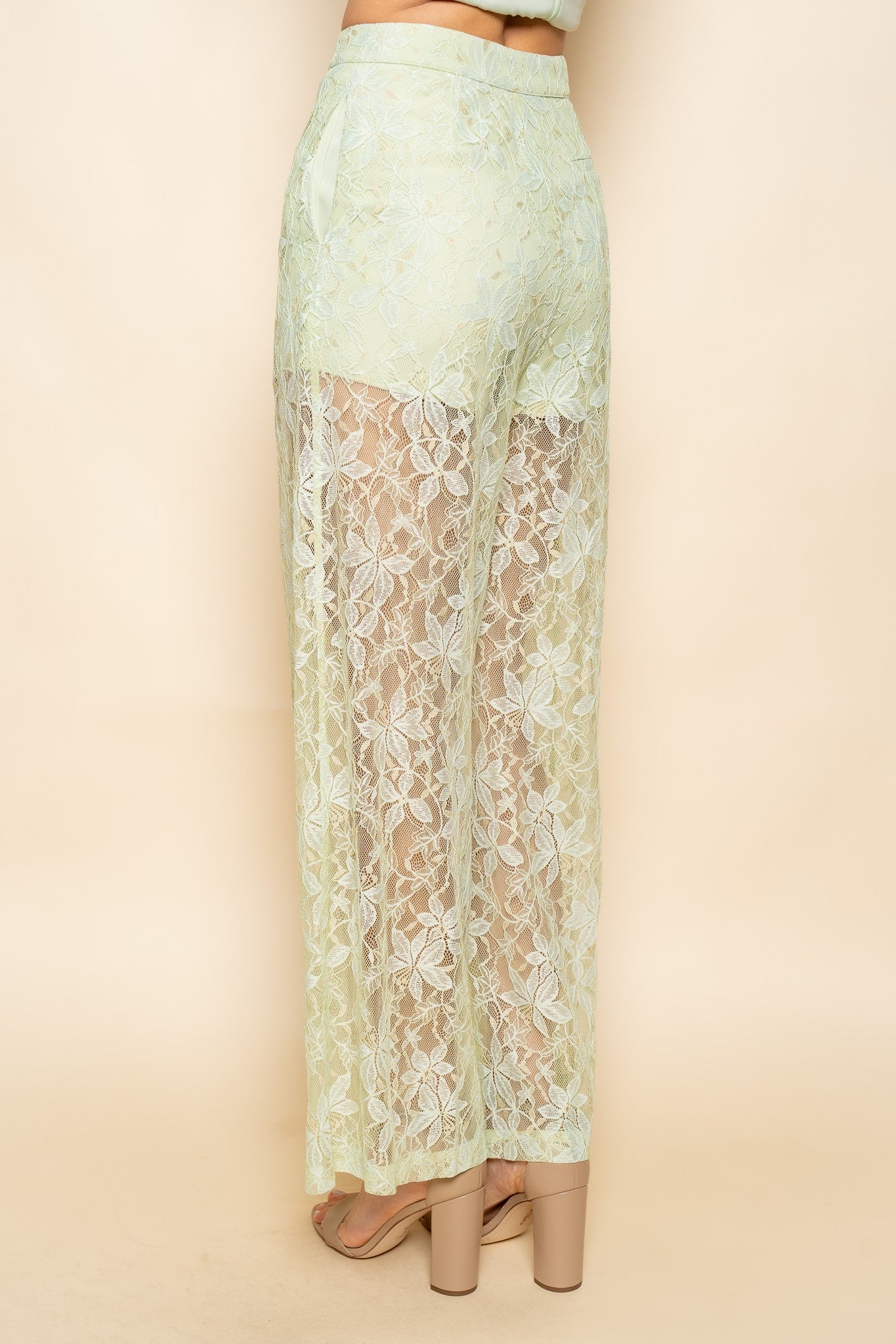 Emelda floral green lace pants