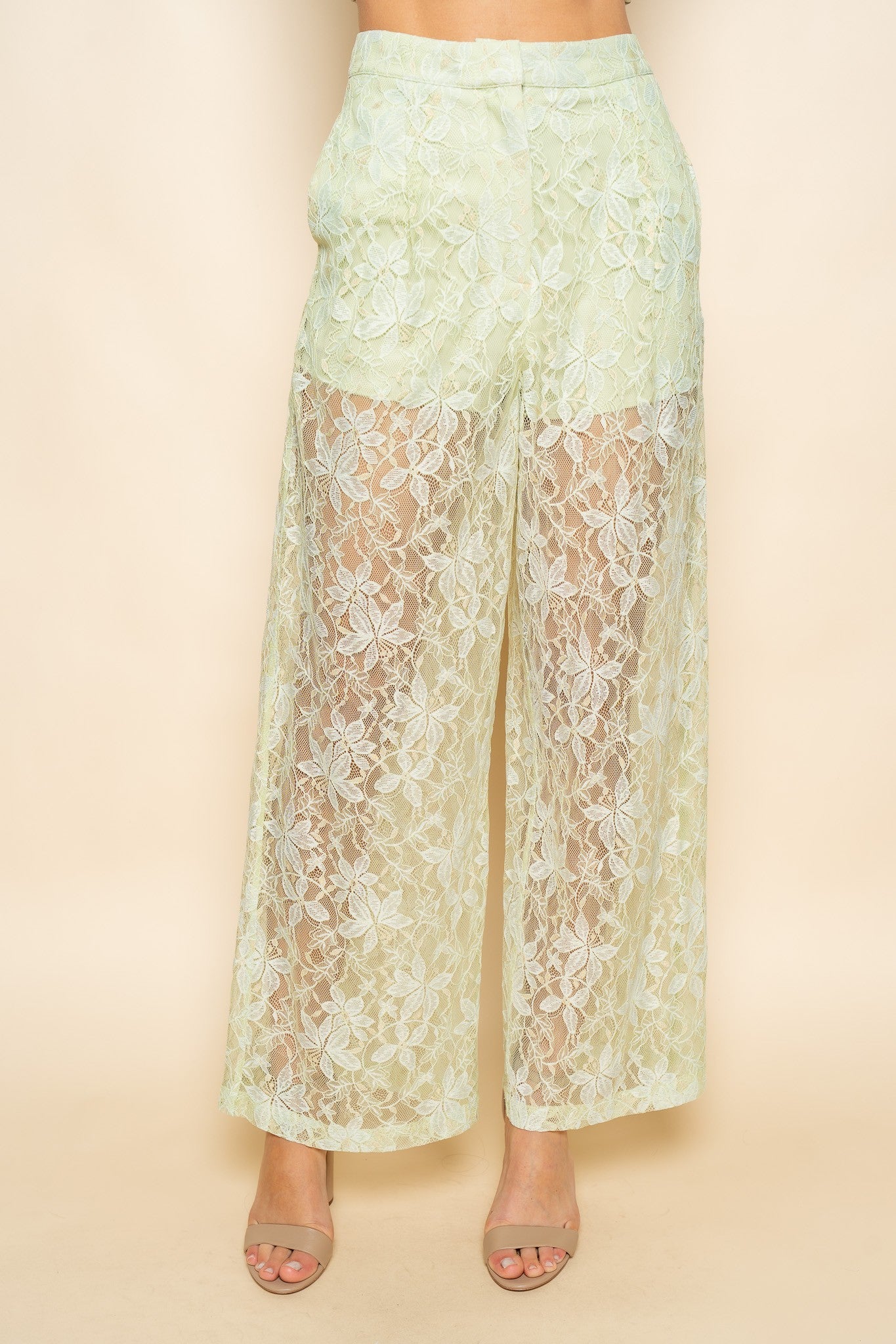 Emelda floral green lace pants