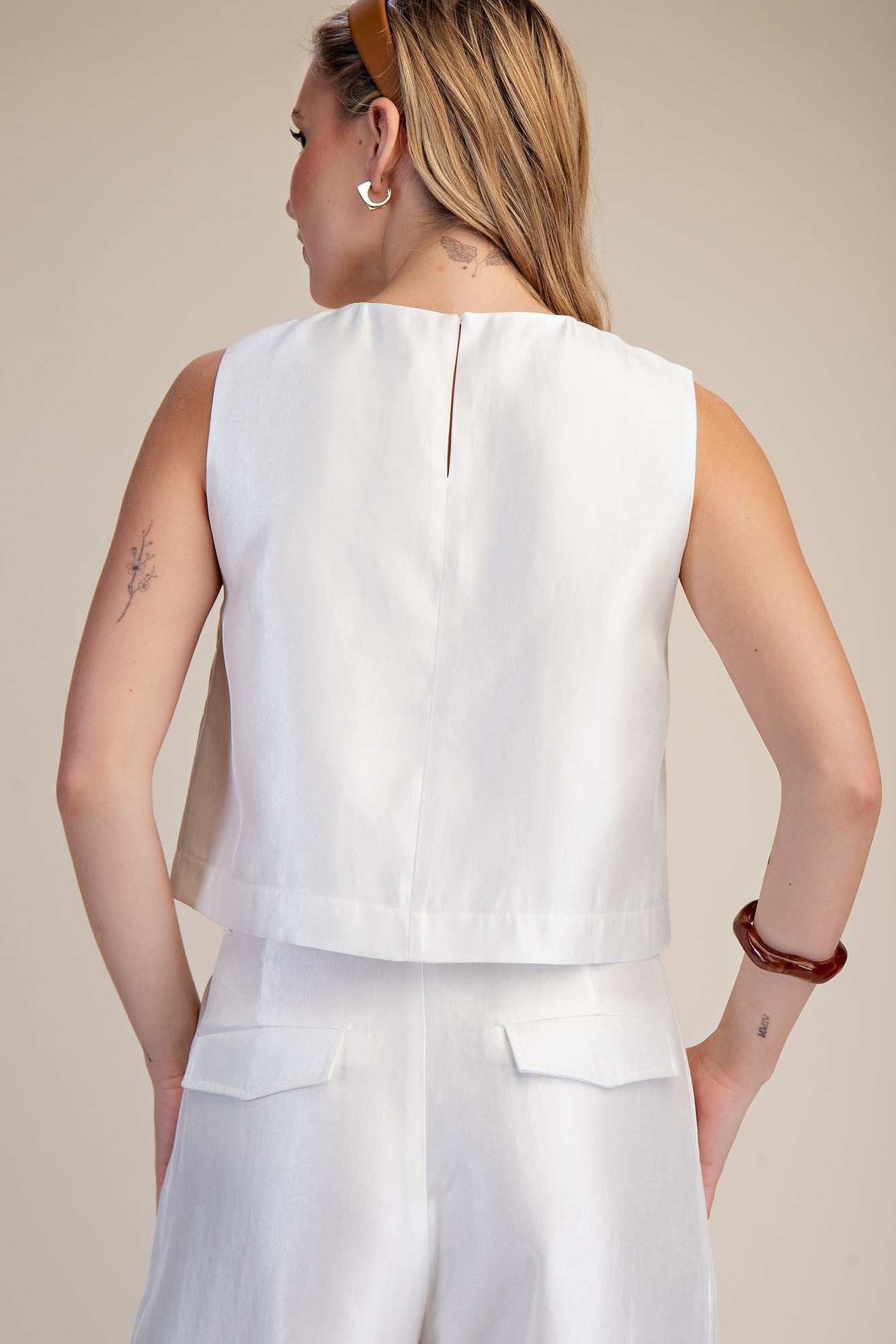 Heidi White Sleeveless Wrap Top