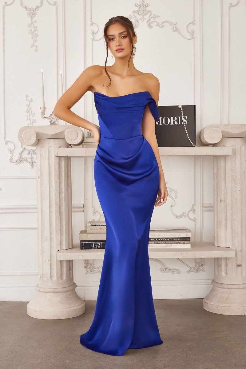 Greer Royal Blue One Shoulder Satin Formal