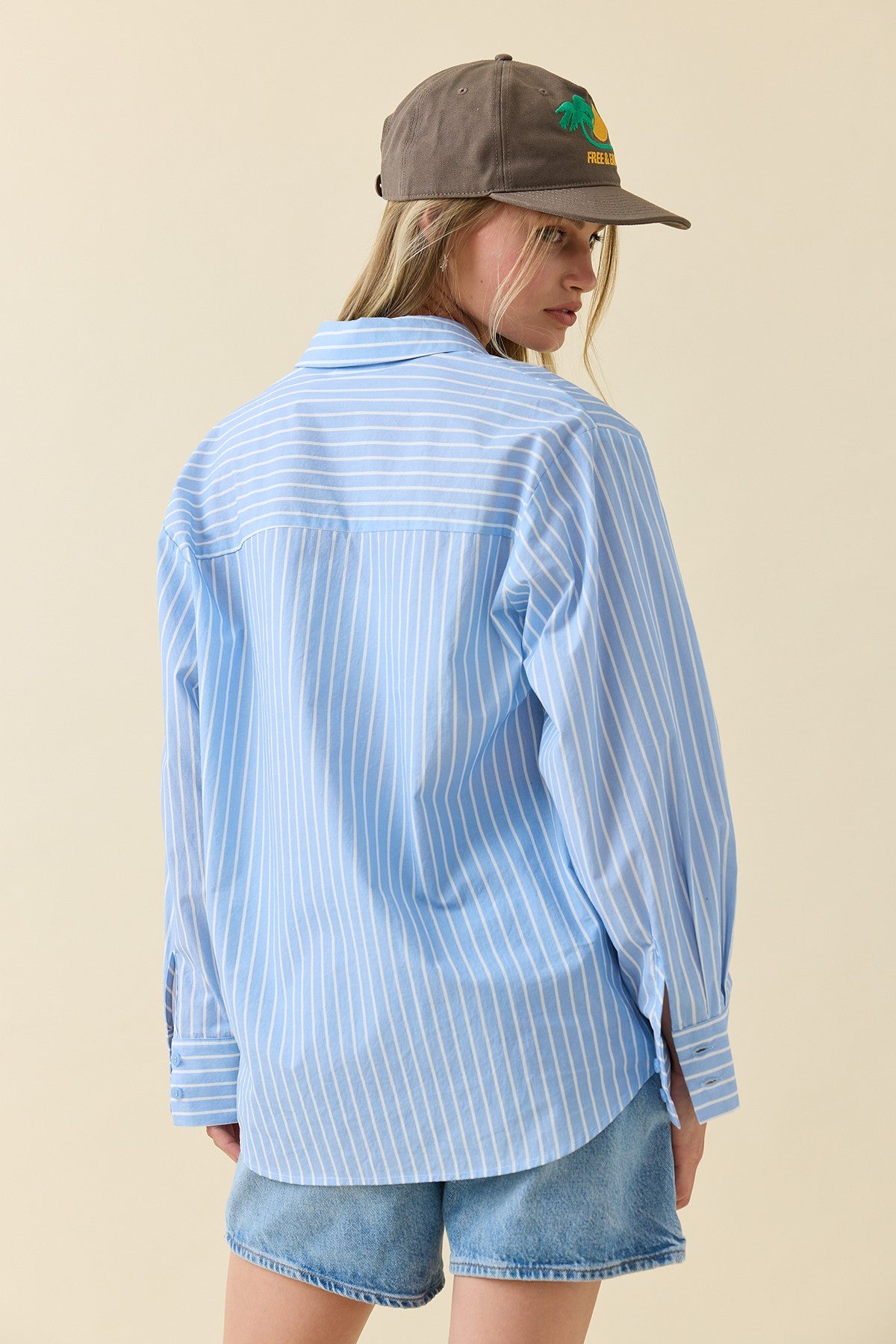 Kendall Blue Striped Button Down Top