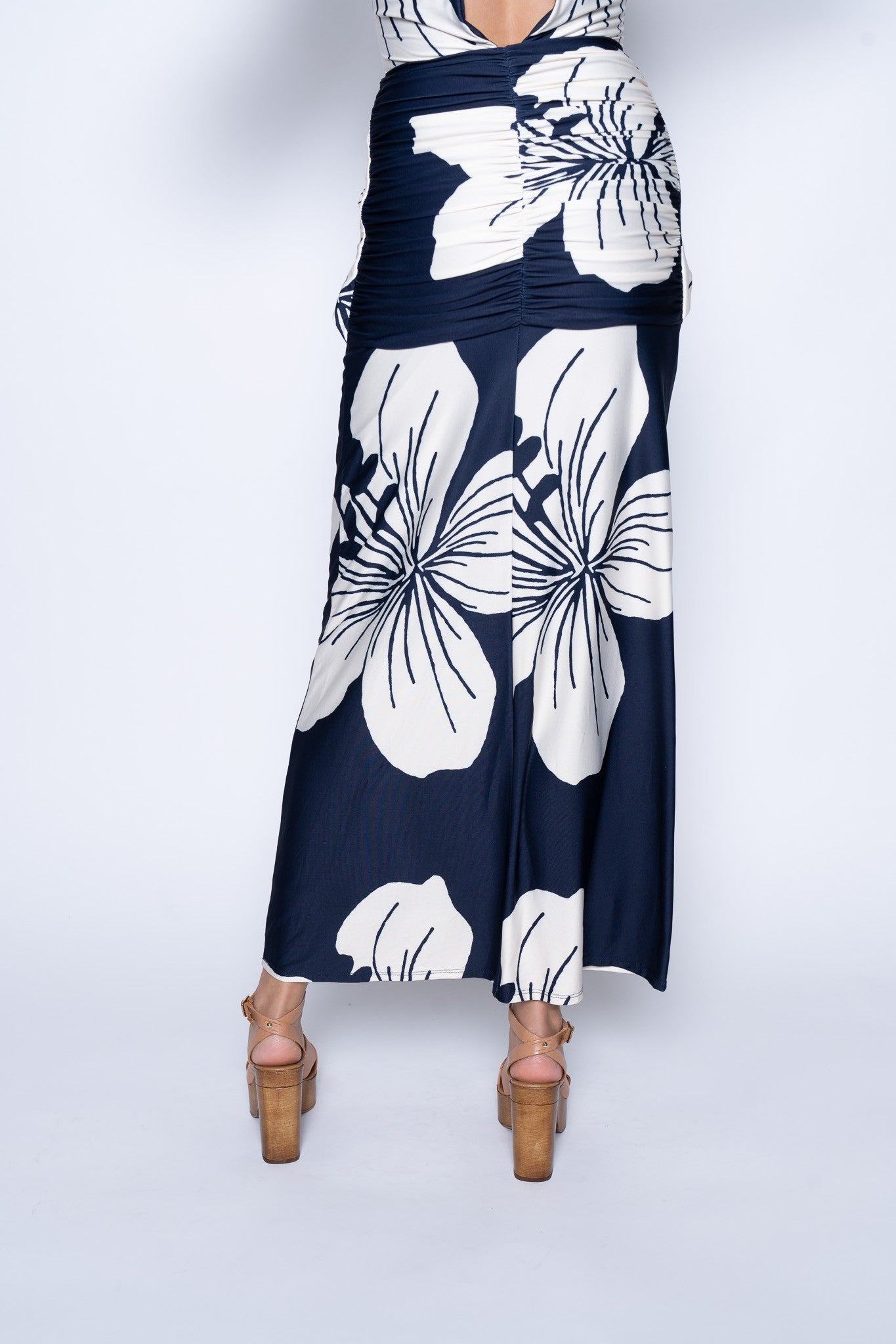 Selene floral ruched back maxi skirt