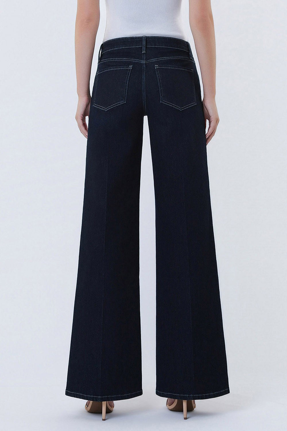Tiana Dark Wash Mid Rise Wide Leg Jeans