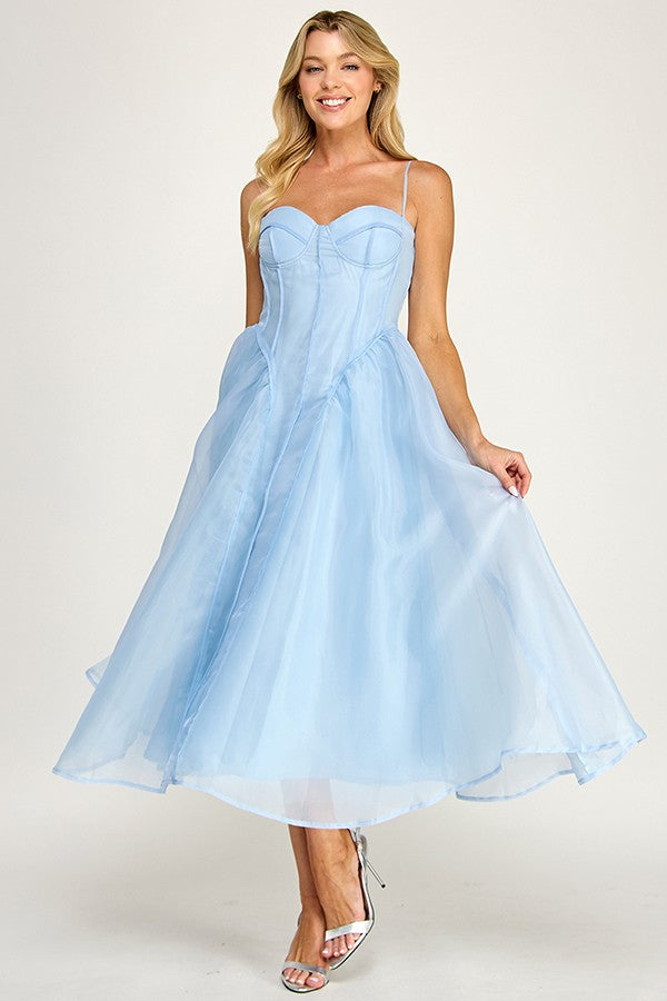 Candace Baby Blue Corset Maxi Dress
