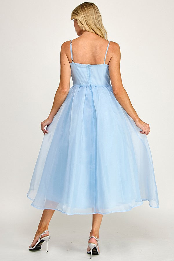 Candace Baby Blue Corset Maxi Dress