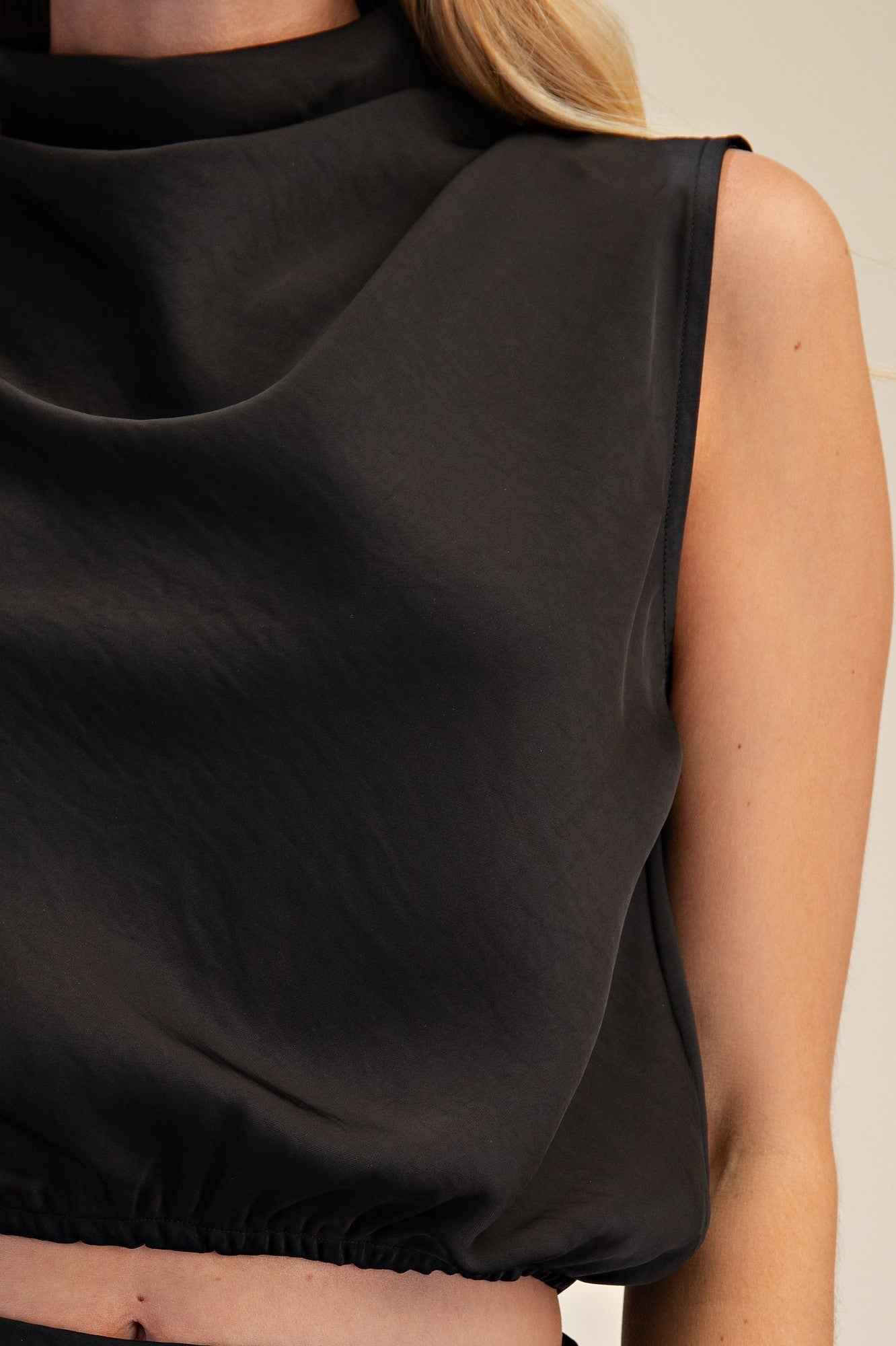 Rebecca Draped High Neck Sleeveless Top