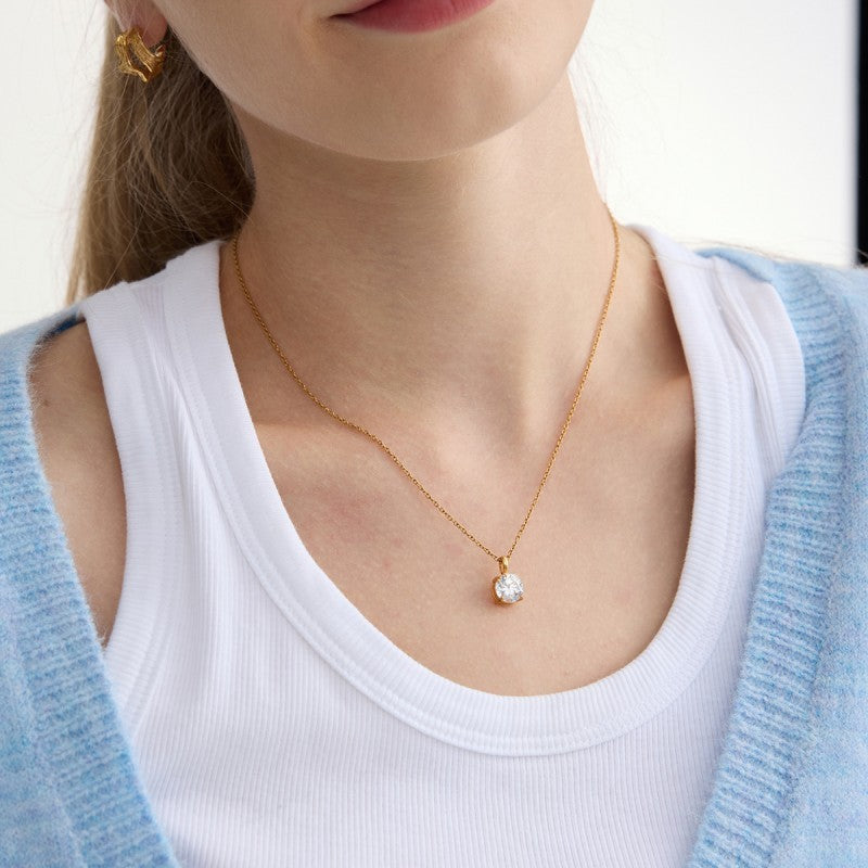 Gold Round Stainless Steel Necklace