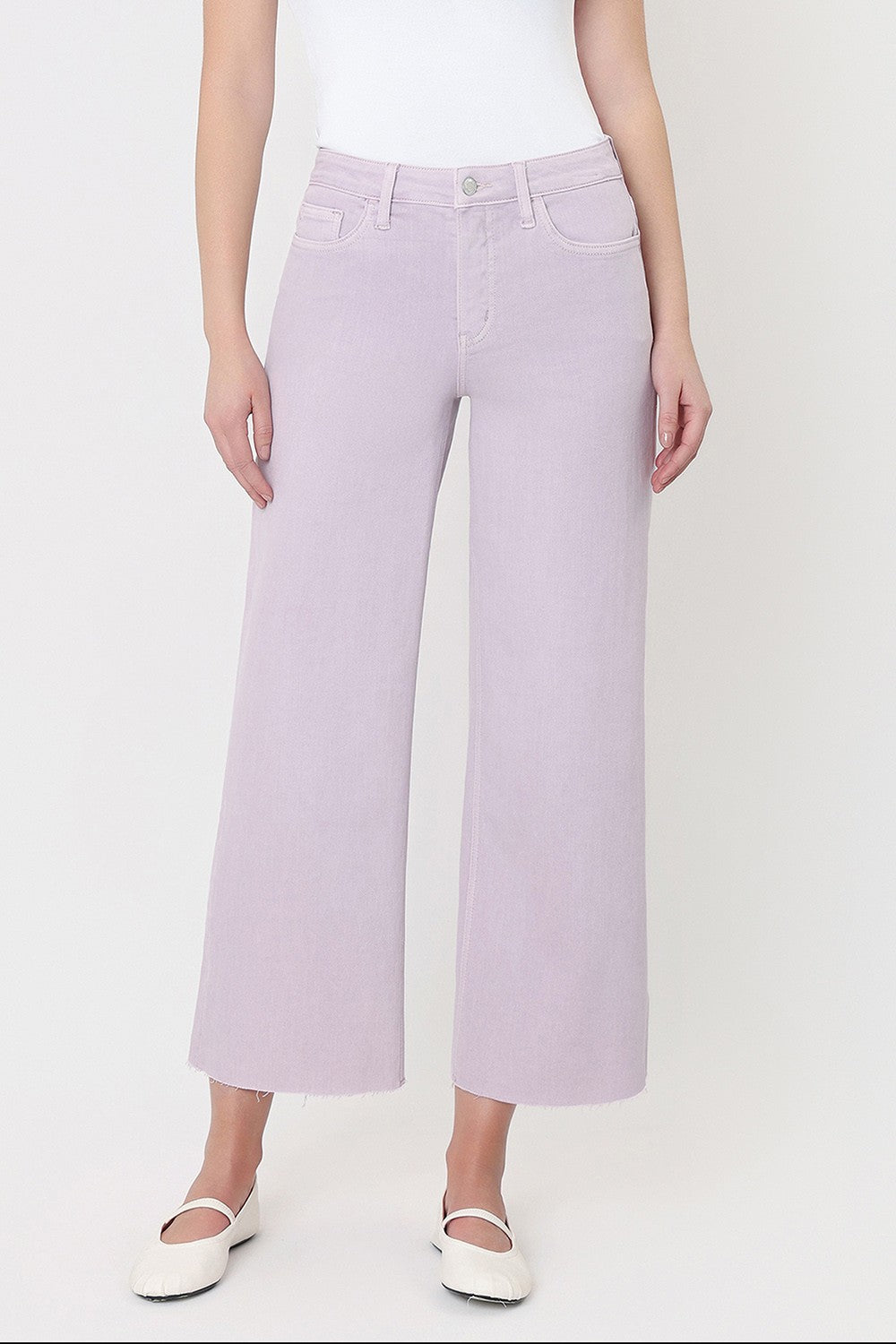 Luella Lavender High Rise Cropped Wide Leg Jeans