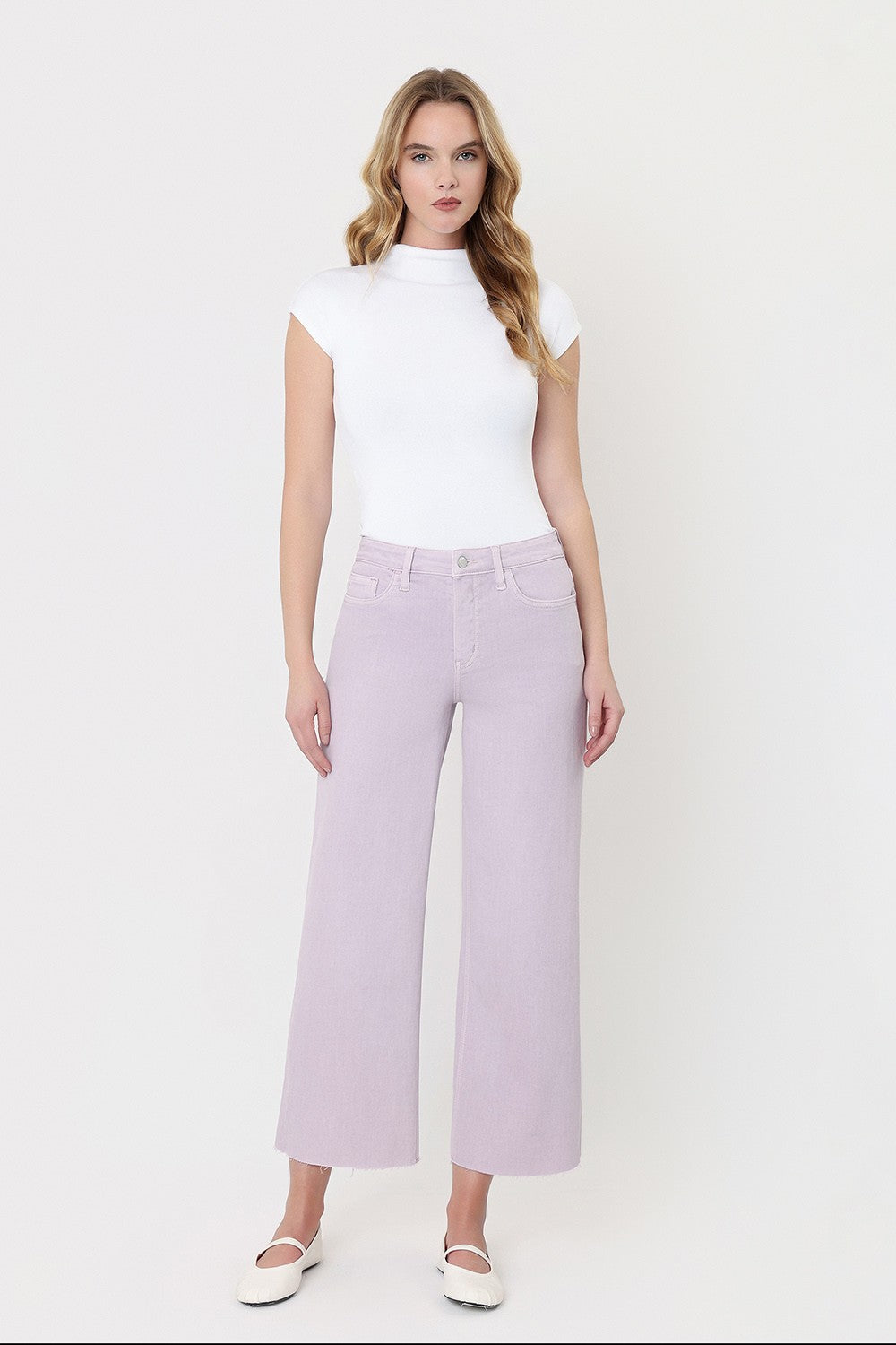 Luella Lavender High Rise Cropped Wide Leg Jeans