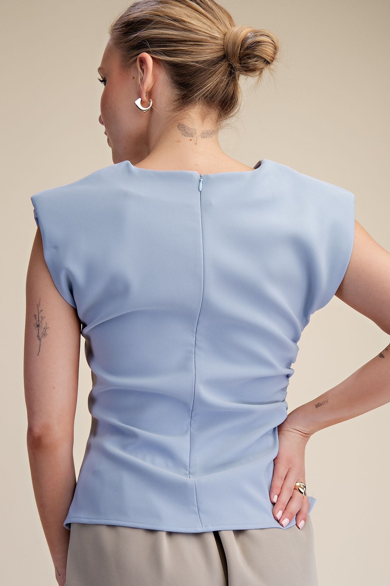 Lily light blue ruched padded top