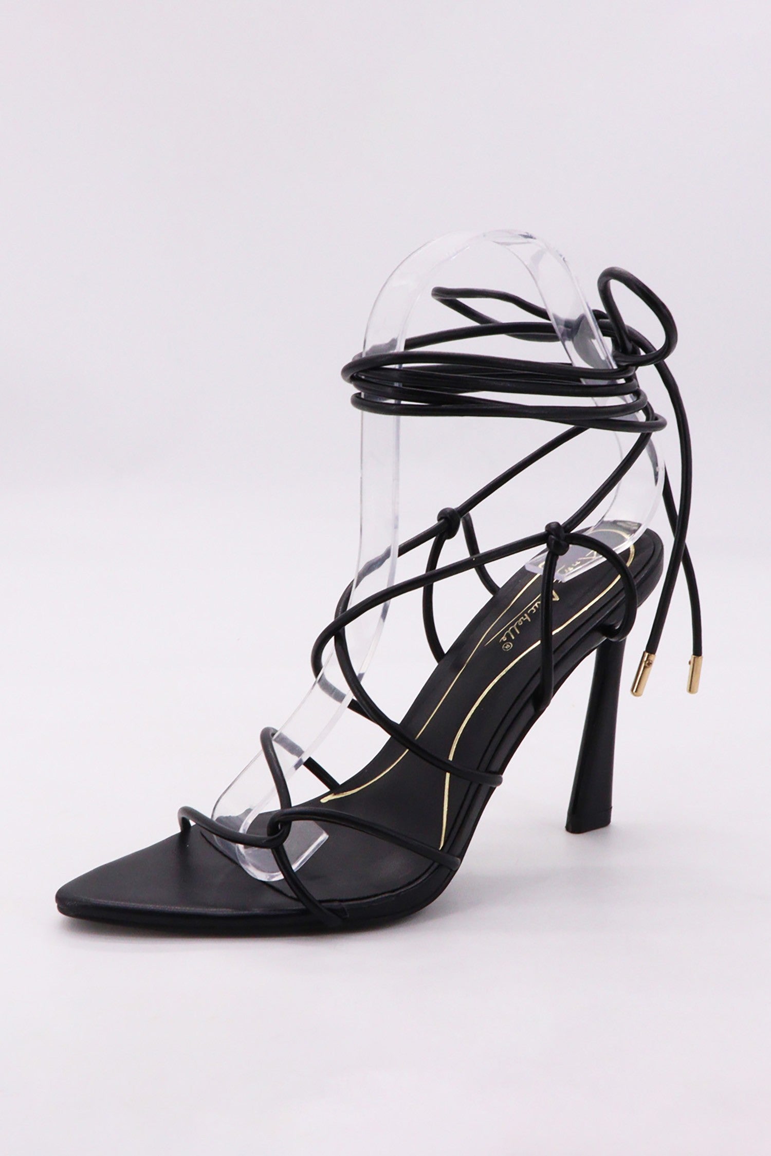 Nadia Black Strappy Wrap Heels