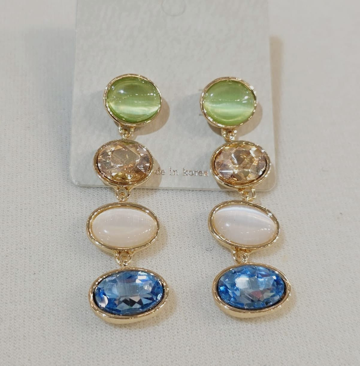 Multi-Stone Oval Drop Earrings