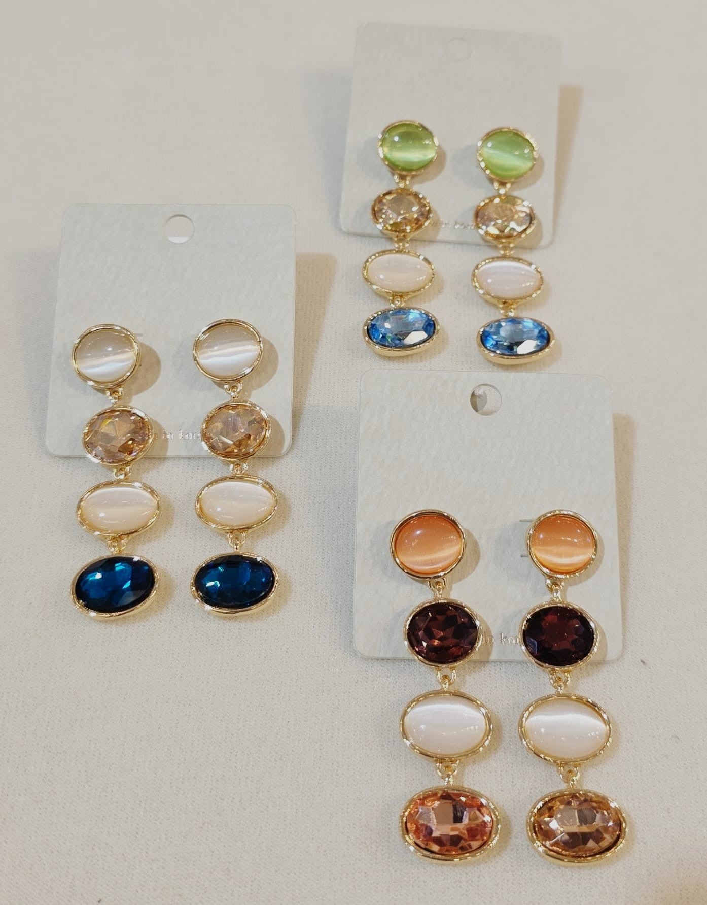 Multi-Stone Oval Drop Earrings