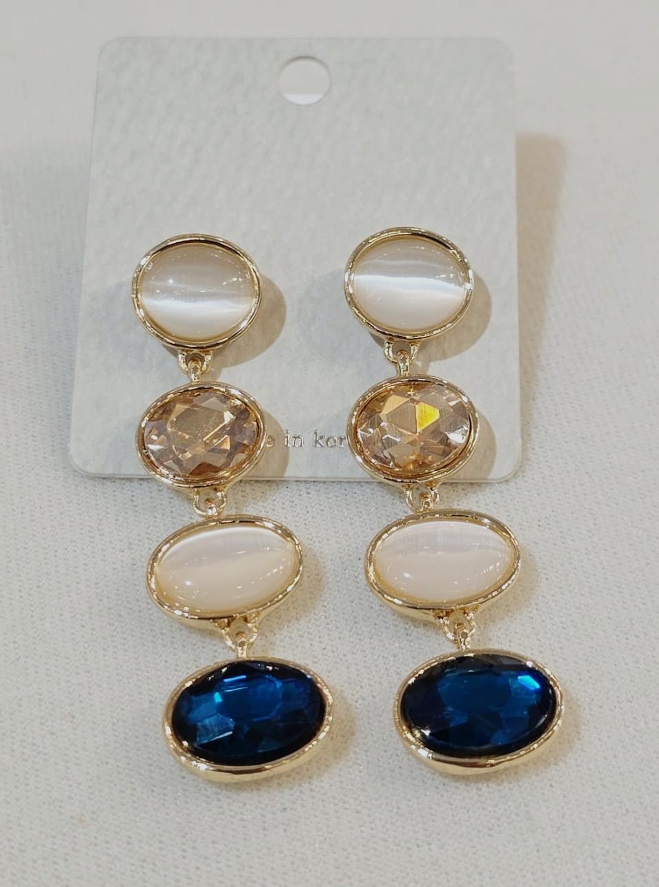 Multi-Stone Oval Drop Earrings