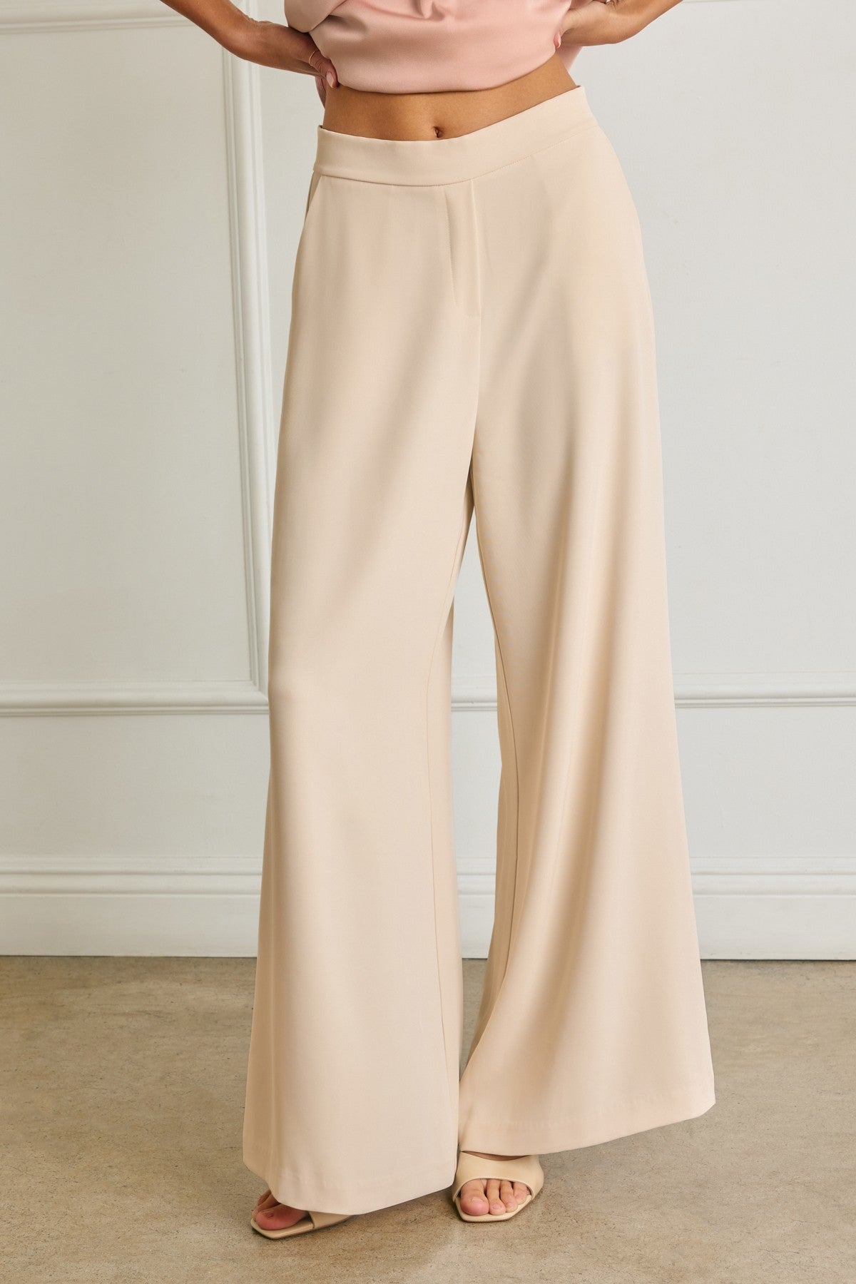 Lana Ecru Extra Wide Leg Pull On Pants
