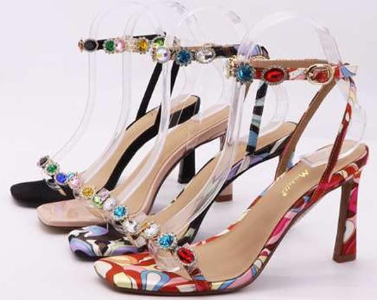 Bailey Multicolor Rhinestone Square Toe Heels