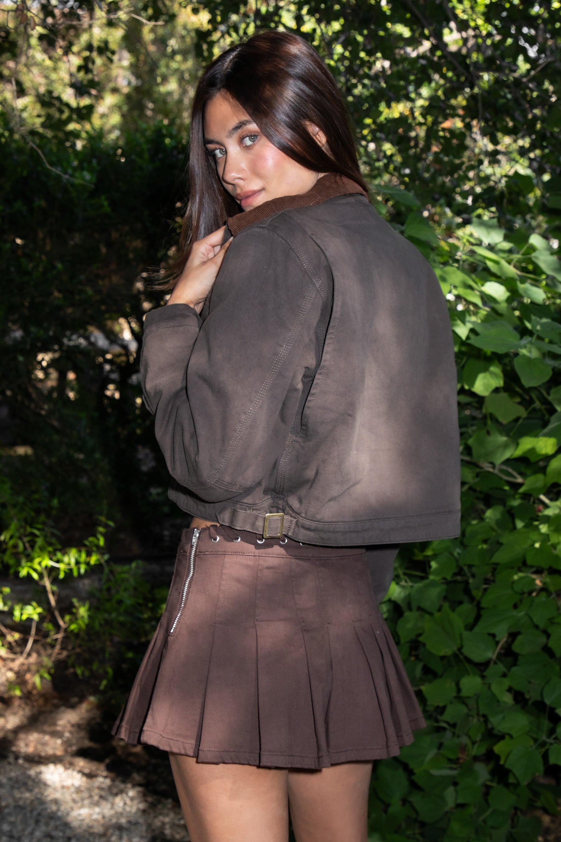 Rocky Brown Washed Twill Corduroy Cropped Jacket