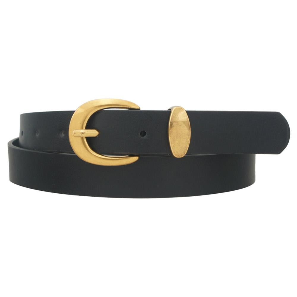 Black U Buckle Belt With Metal Loop