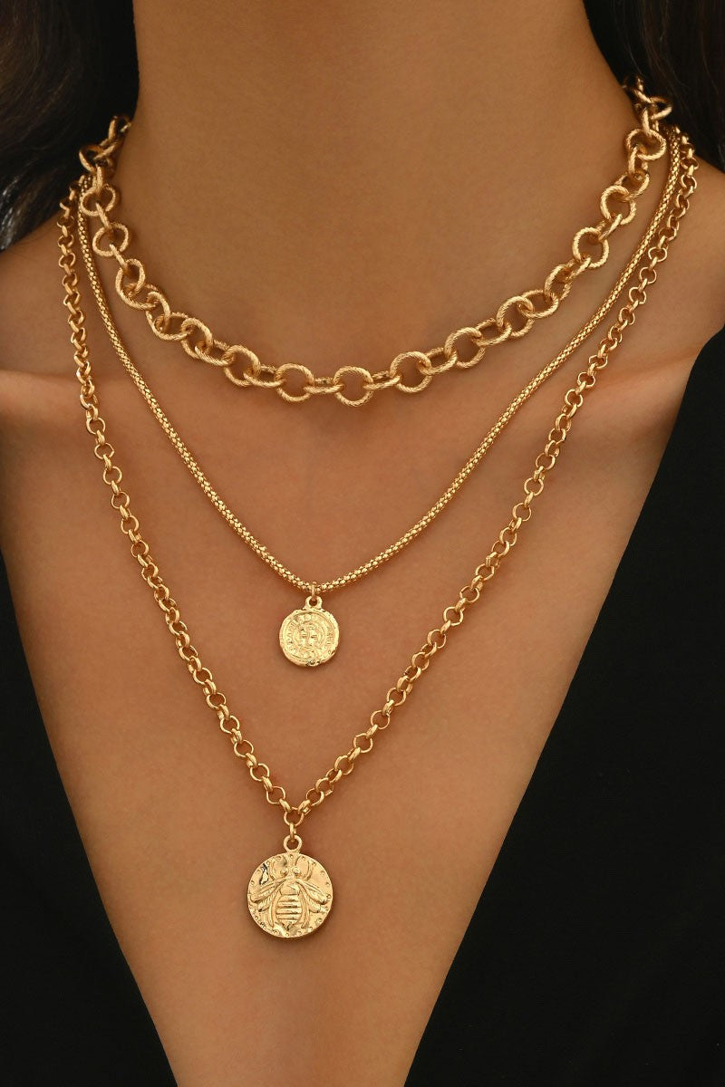 Retro Gold Chain Necklace Set