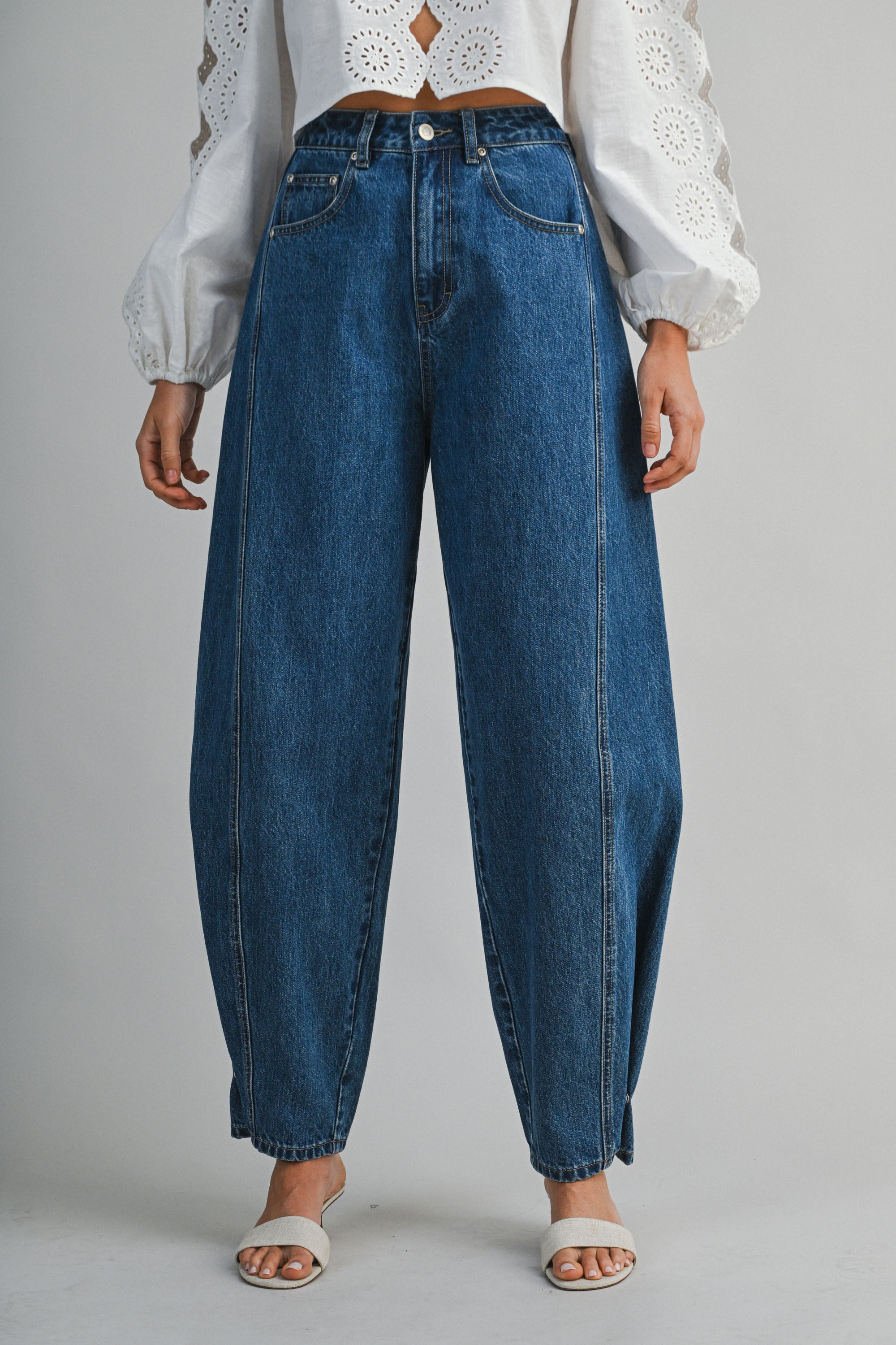 Kenzie Denim Mid Rise Pleated Wide Leg Jeans