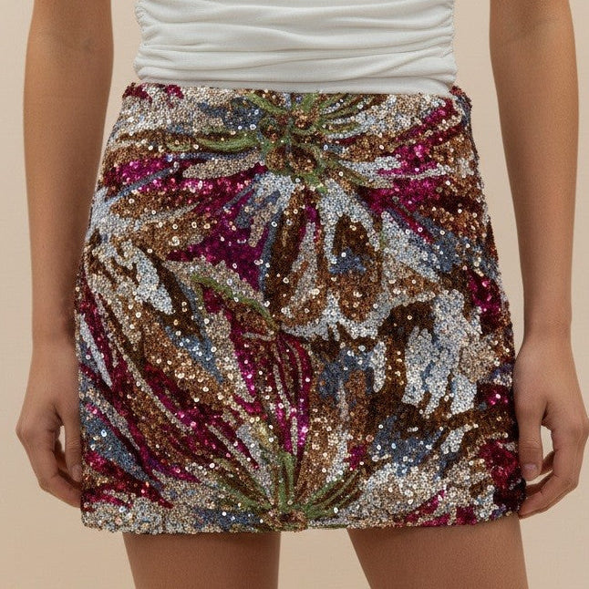 Edie Multicolor Sequin Mini Skirt