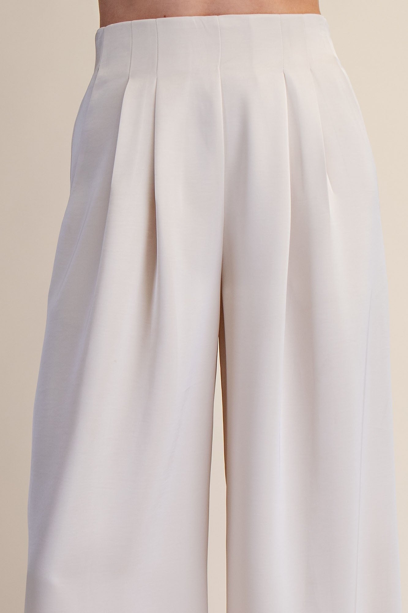 Devon Cream Pleated High Rise Wide Leg Pants