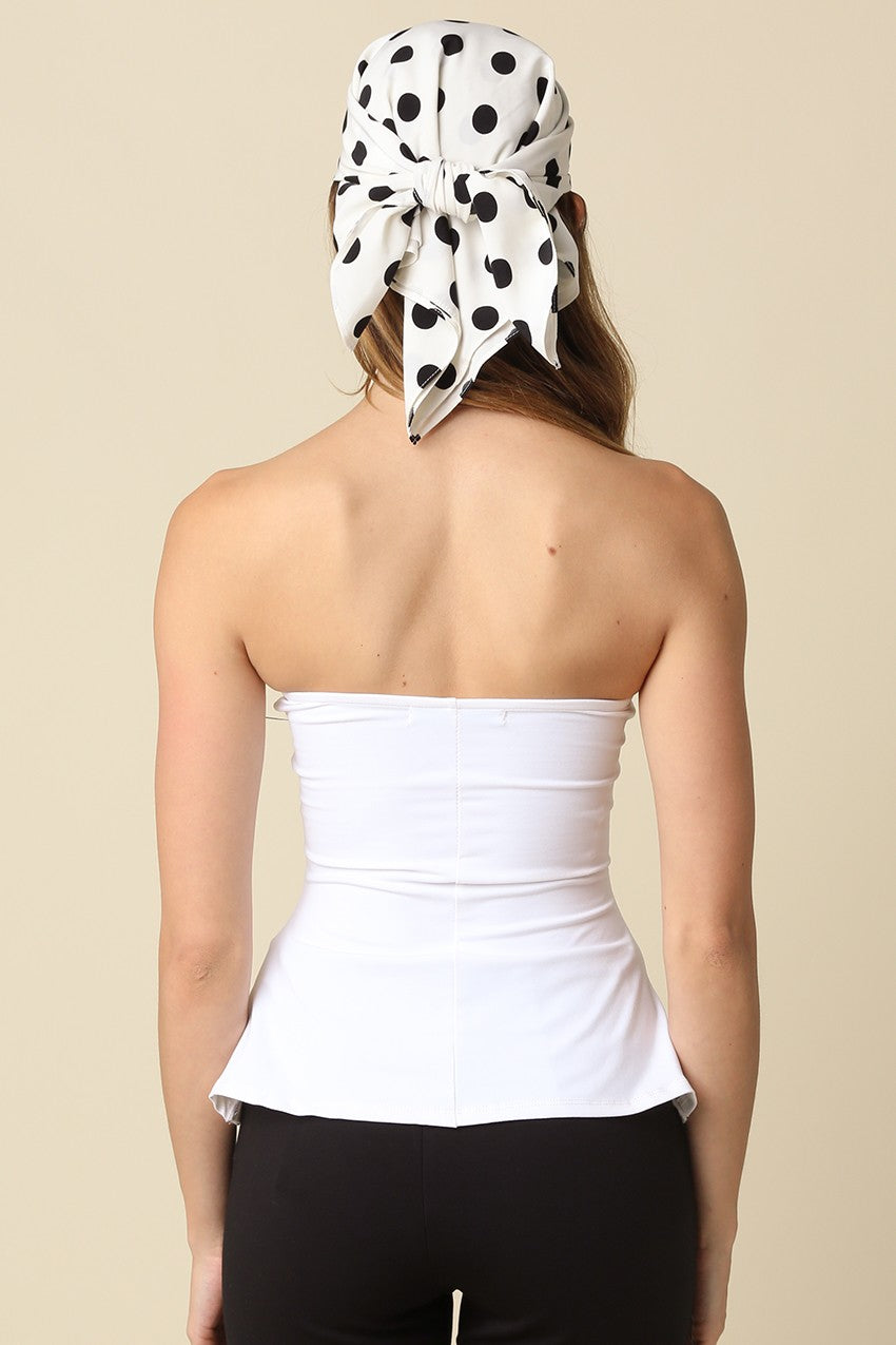 Mika White Ribbed Strapless Tube Top