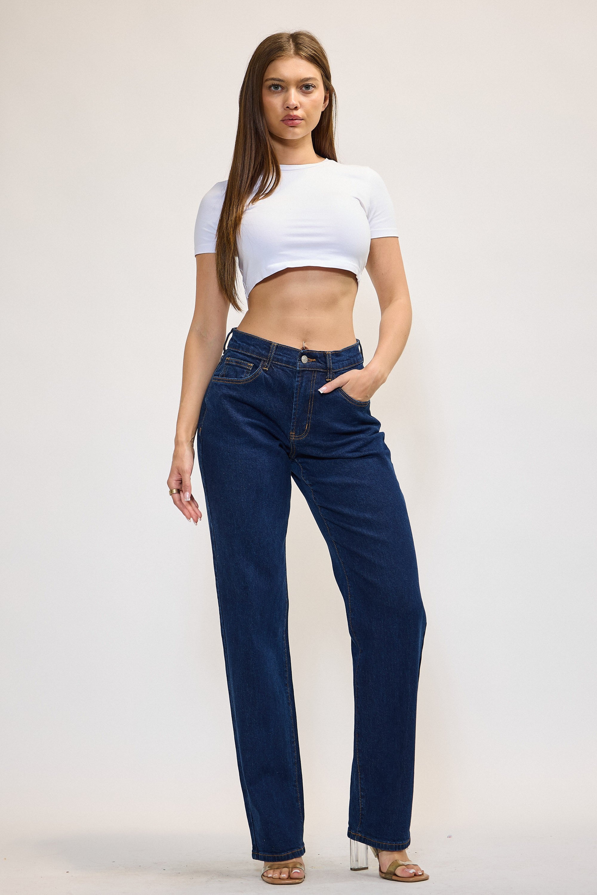 Letti Indigo 90'S Straight Leg Slim Baggy Jeans