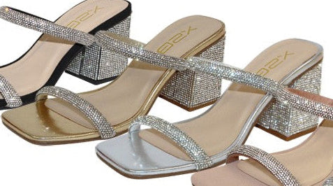 Ainsley Rhinestone Block Heel Mule
