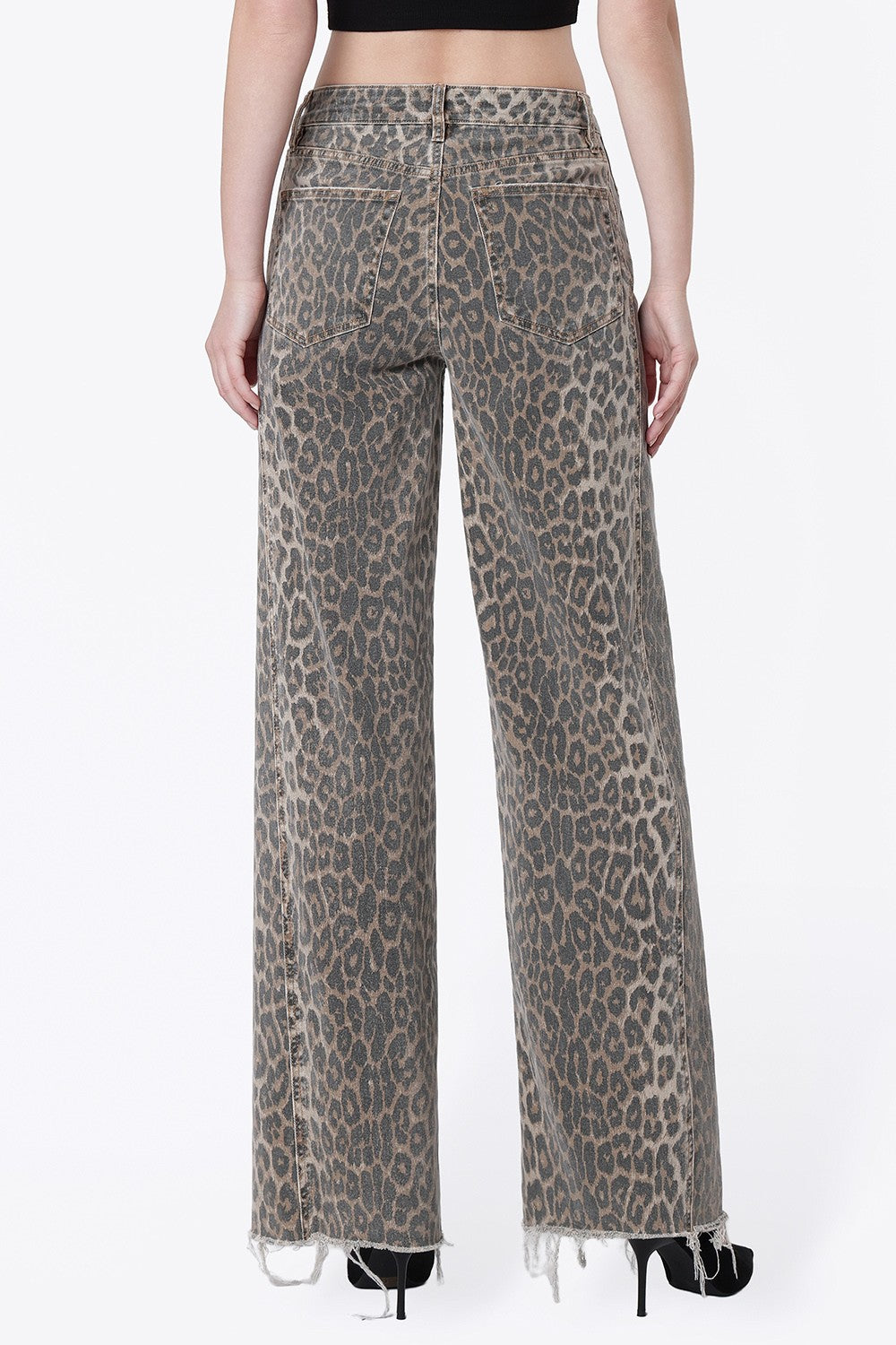 Lena Leopard High Rise Wide Leg Jeans