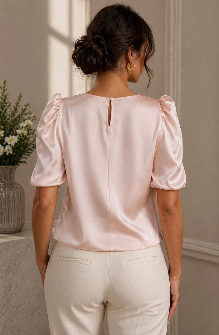Rosalie Pink Puff Shoulder Top