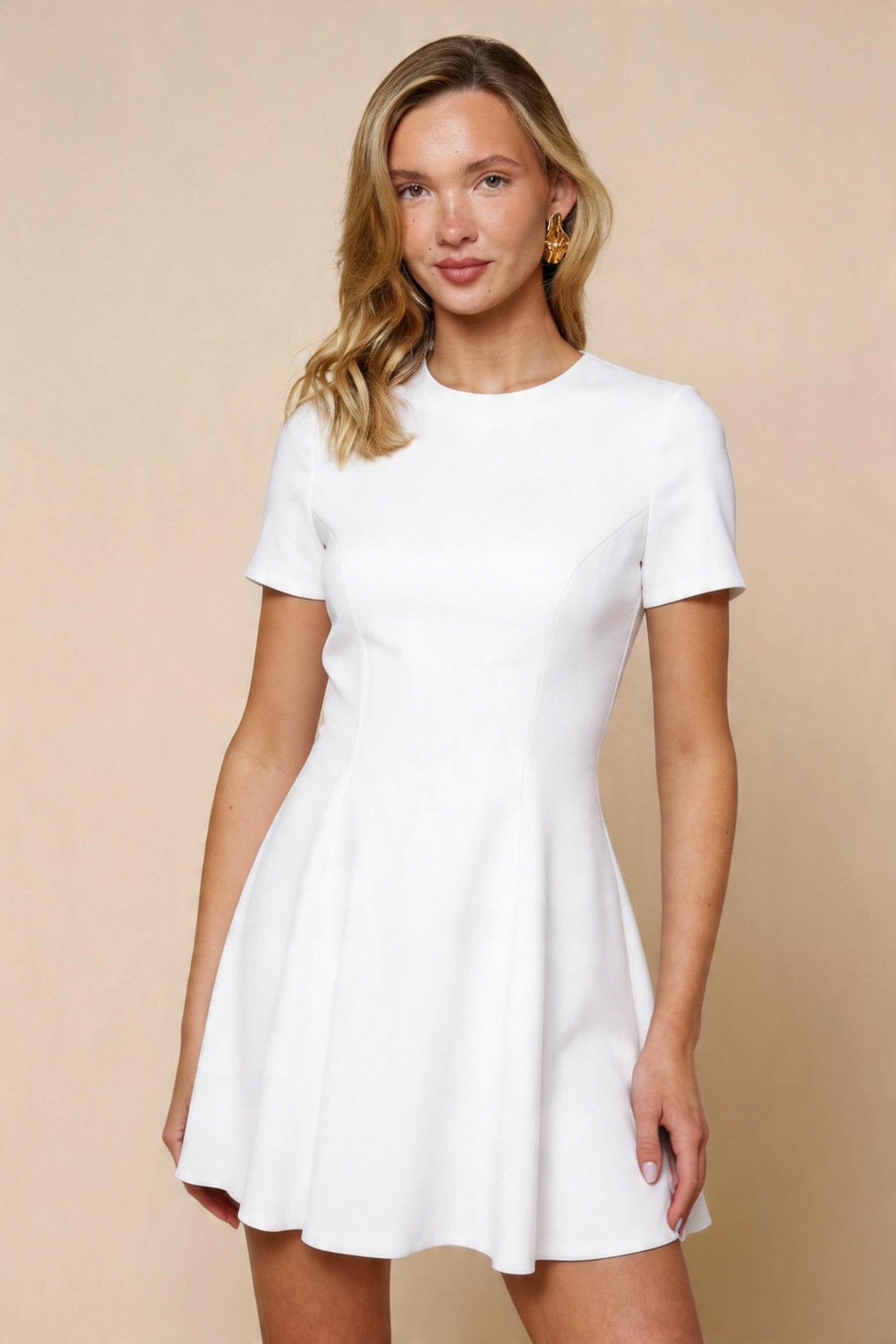 Emma Off White Fit & Flare Mini Dress