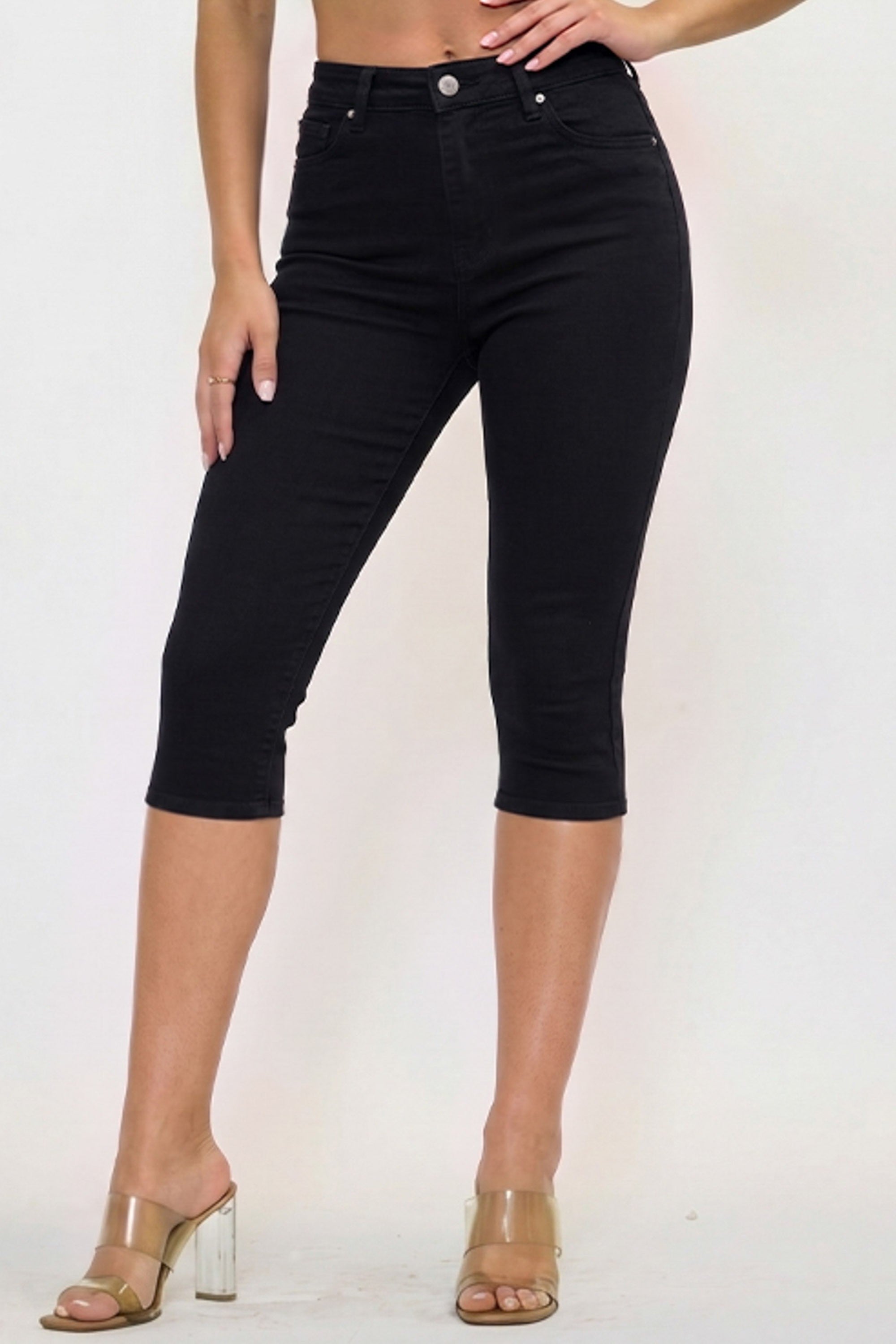 Emmy Black Mid Rise Sculpt Capri Pants