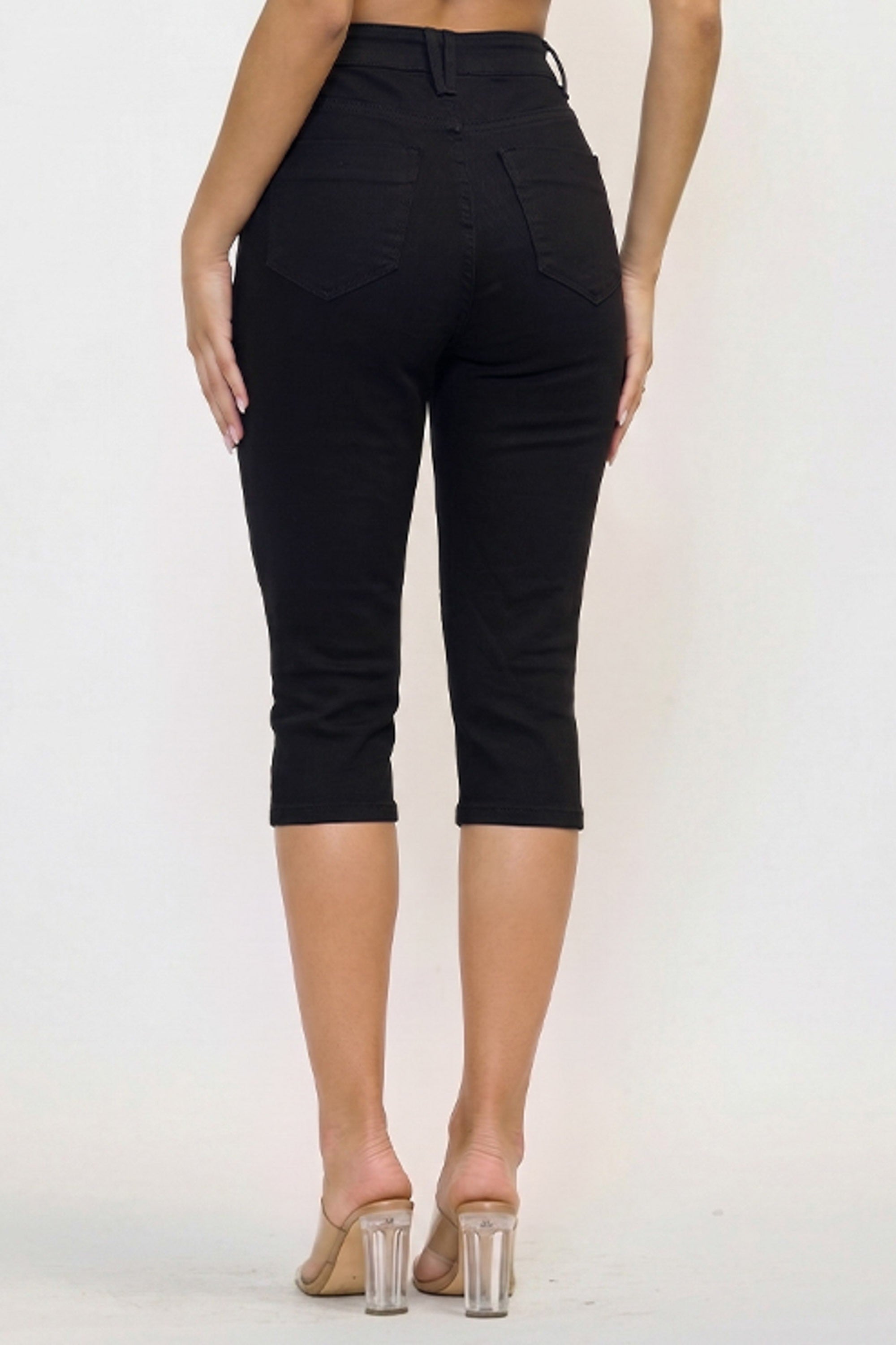 Emmy Black Mid Rise Sculpt Capri Pants