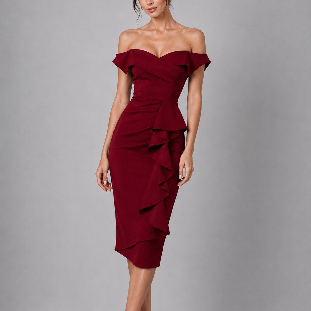 Ivy Ponte Off Shoulder Midi Dress