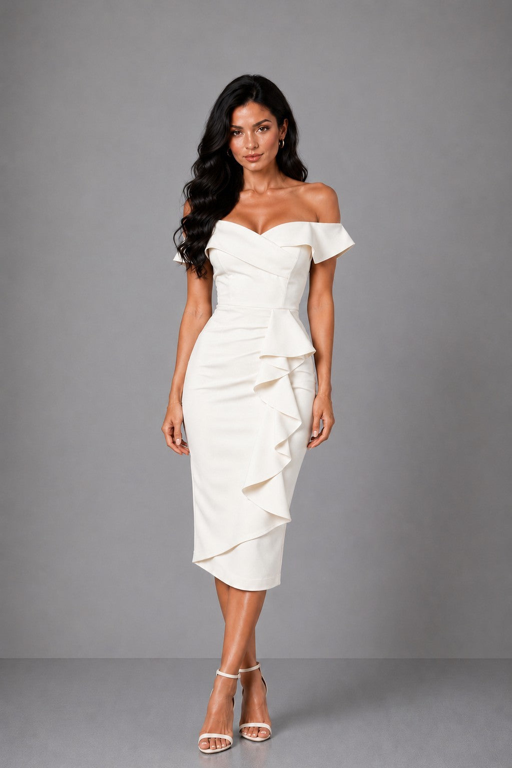 Ivy Ponte Off Shoulder Midi Dress