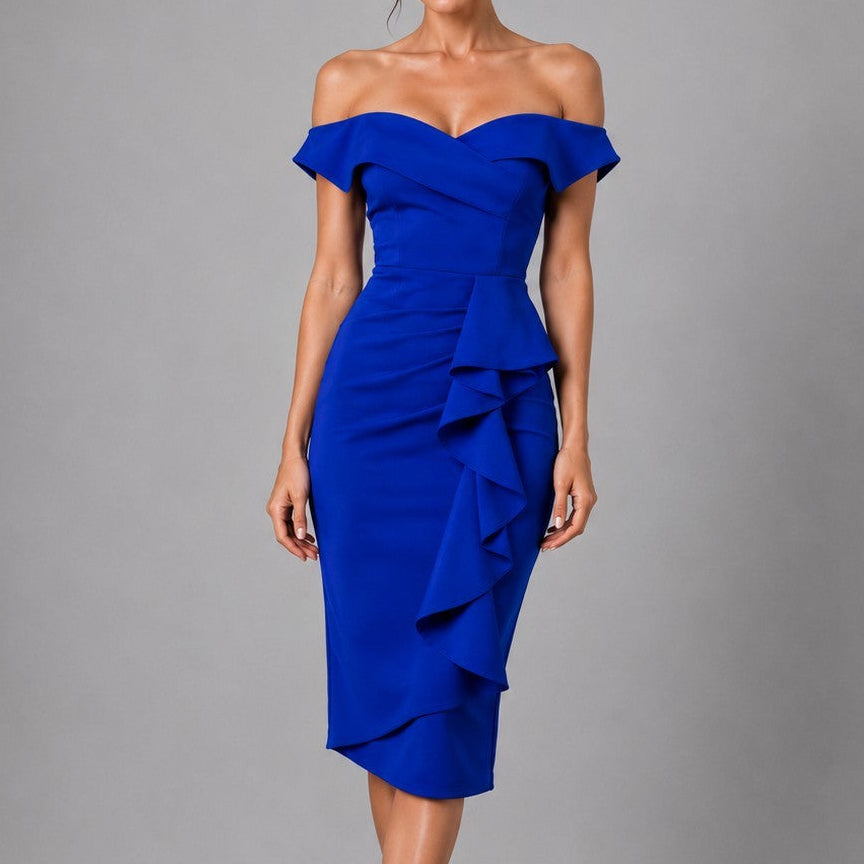 Ivy Ponte Off Shoulder Midi Dress