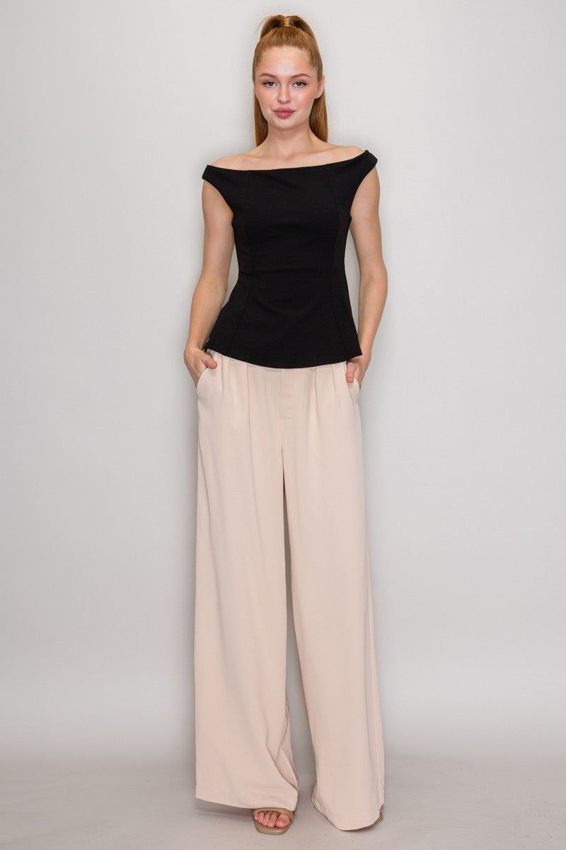 Cindy Black Off Shoulder Peplum Top