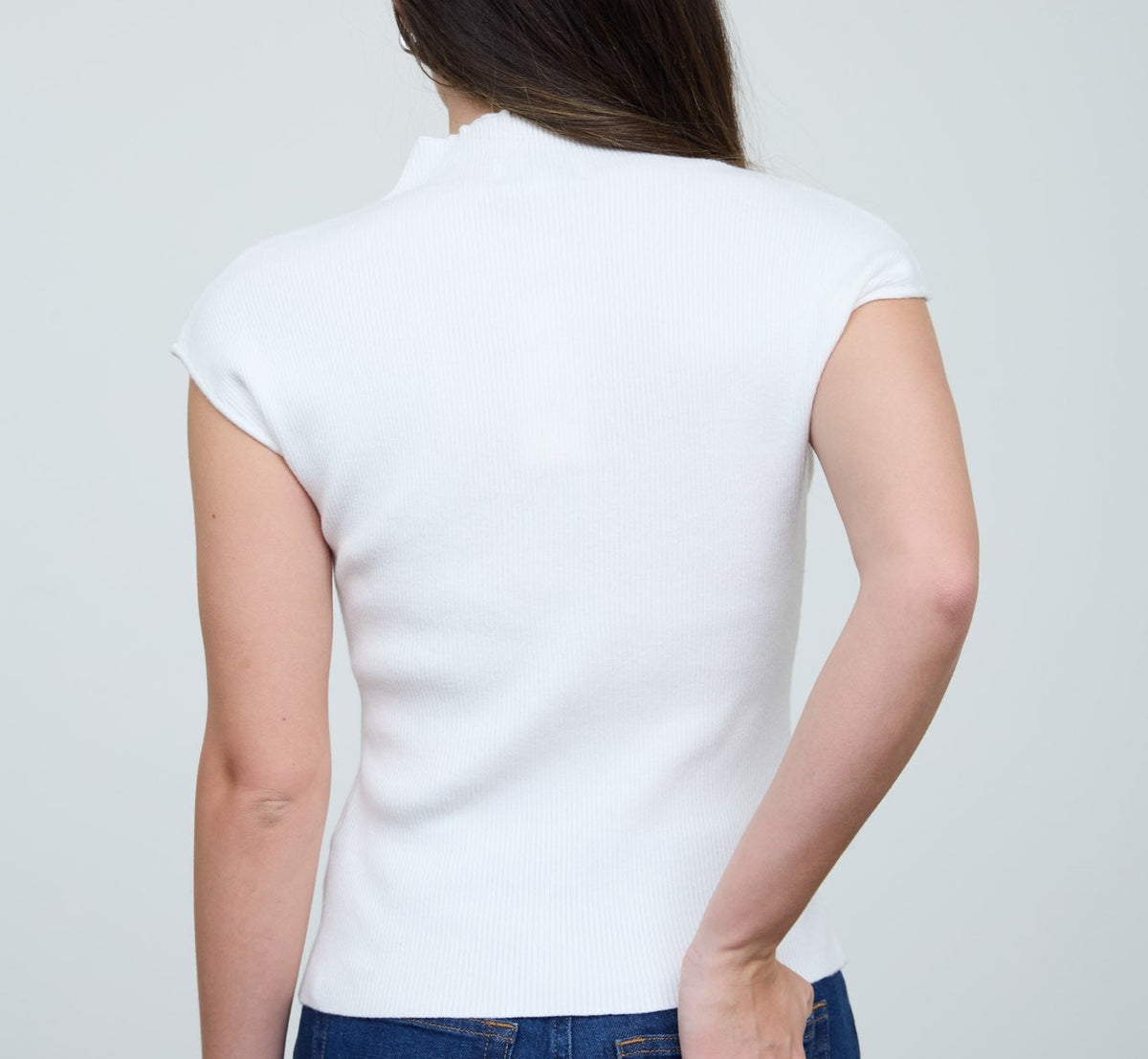 Laura Ivory Mock Neck Short Sleeve Cardigan