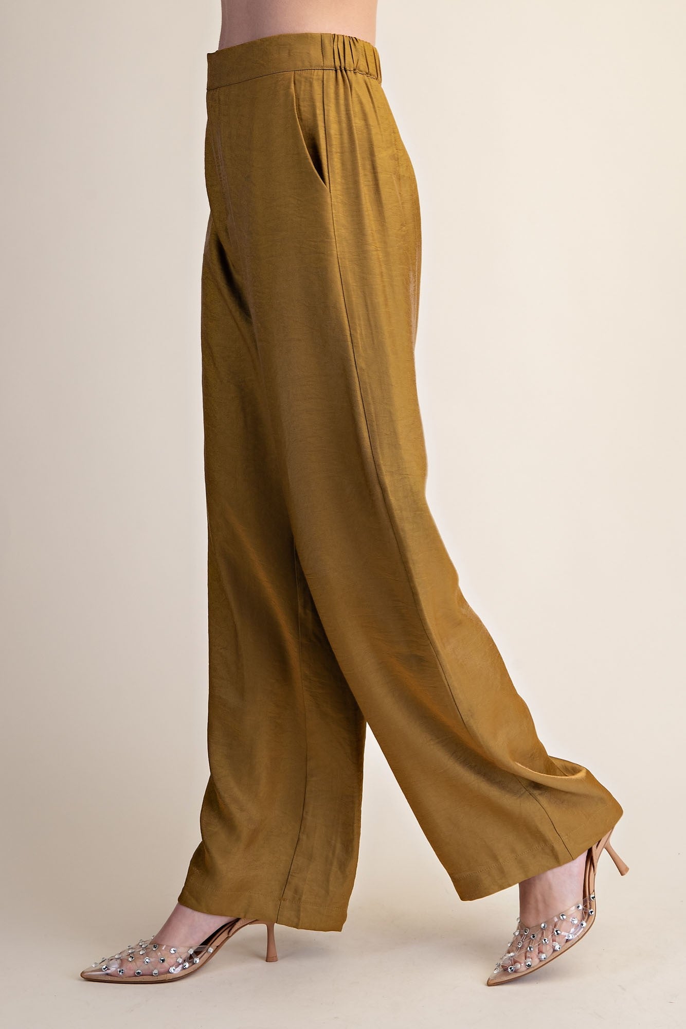 Ashlann Mustard High Rise Flowy Pants