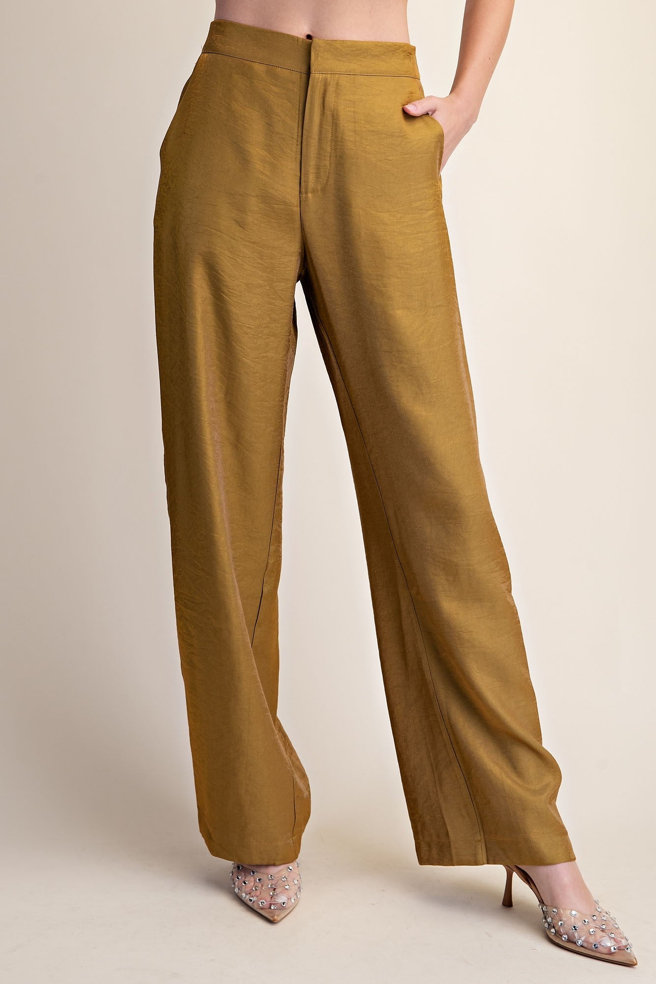 Ashlann Mustard High Rise Flowy Pants