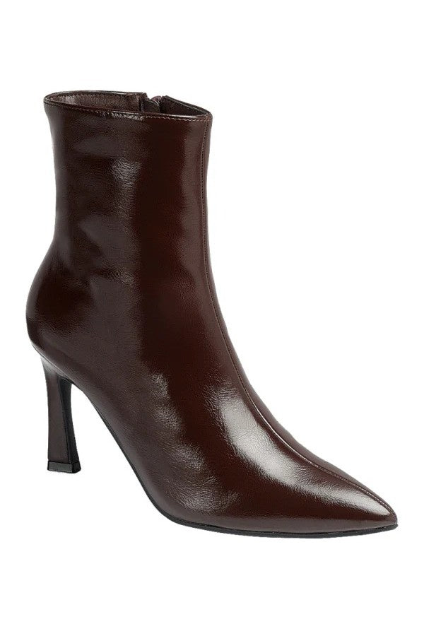 Hattie Chocolate Brown Sleek Pointed Toe Ankle Boots