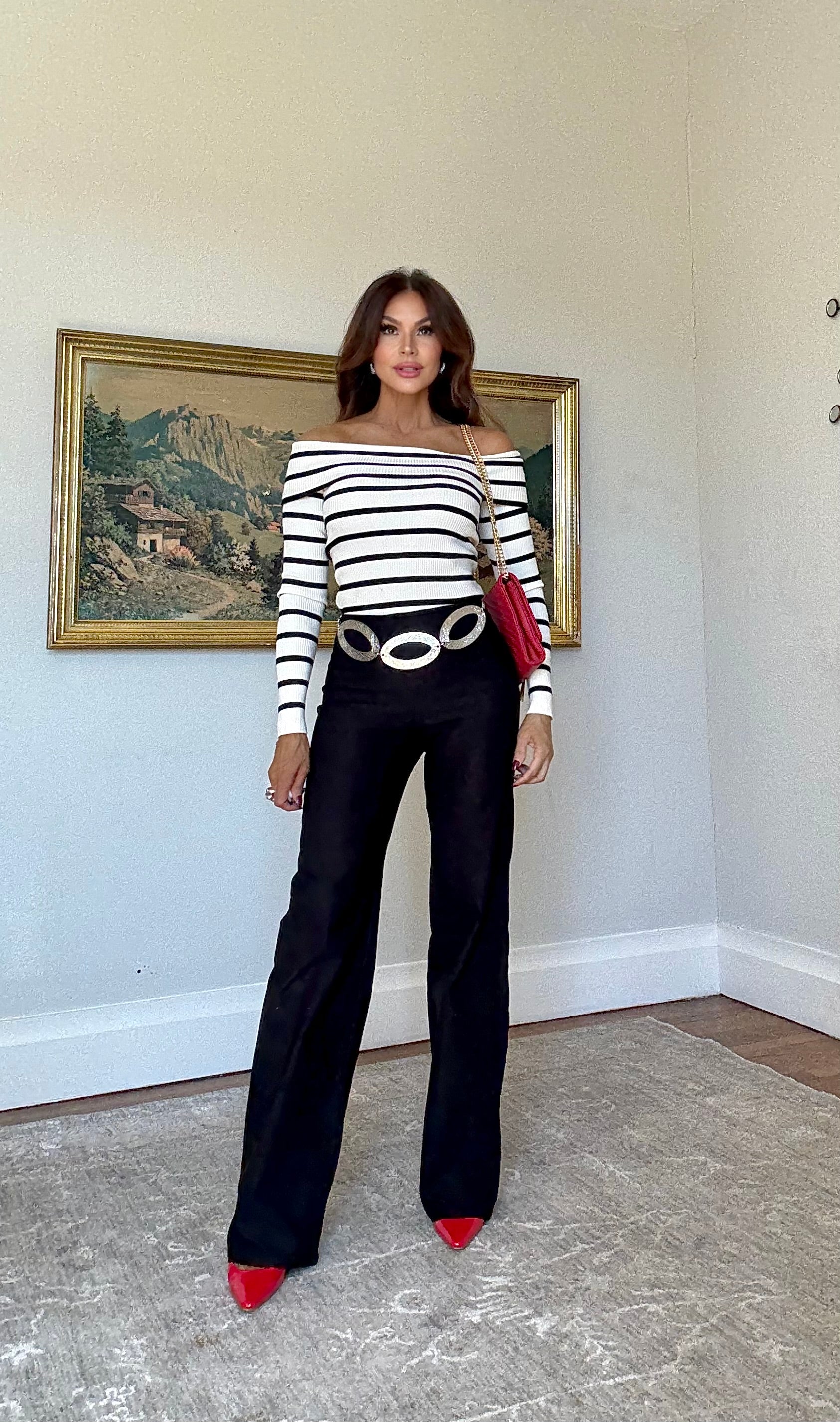 Gina black stretch nylon straight leg pant