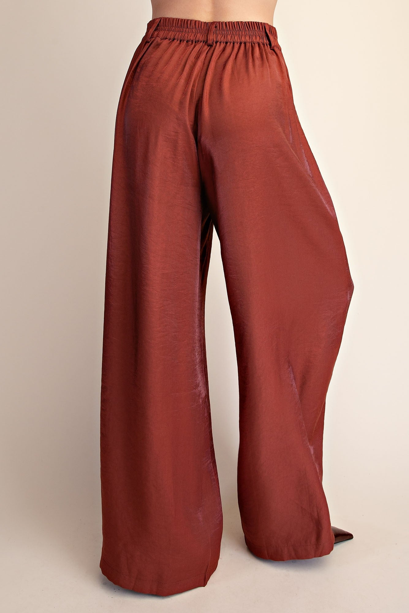 Ravyn Rust Tailored High Rise Pleated Wide Leg Pants
