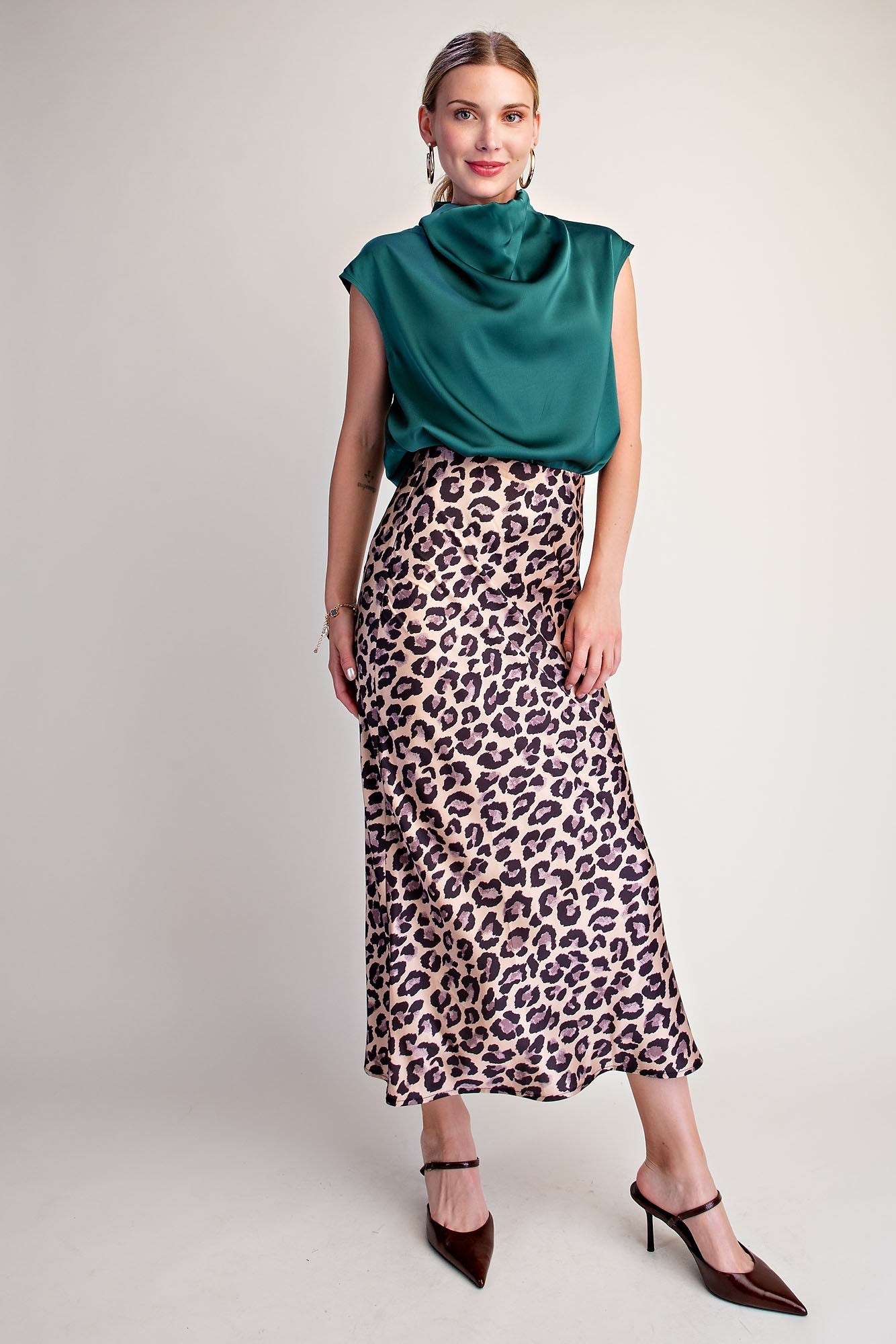 Kaylyn Cowl Neck Sleeveless Satin Top