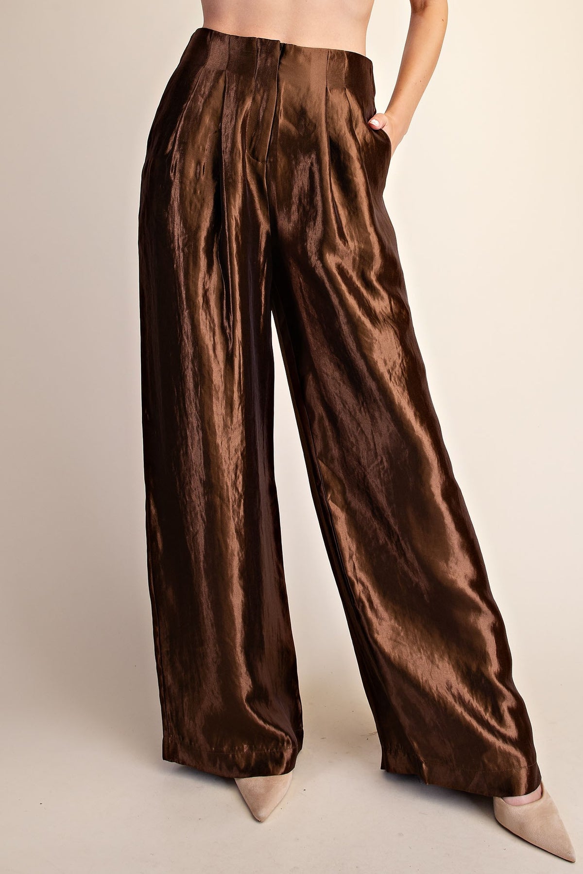 Leanna Brown High Rise Pleated Pants