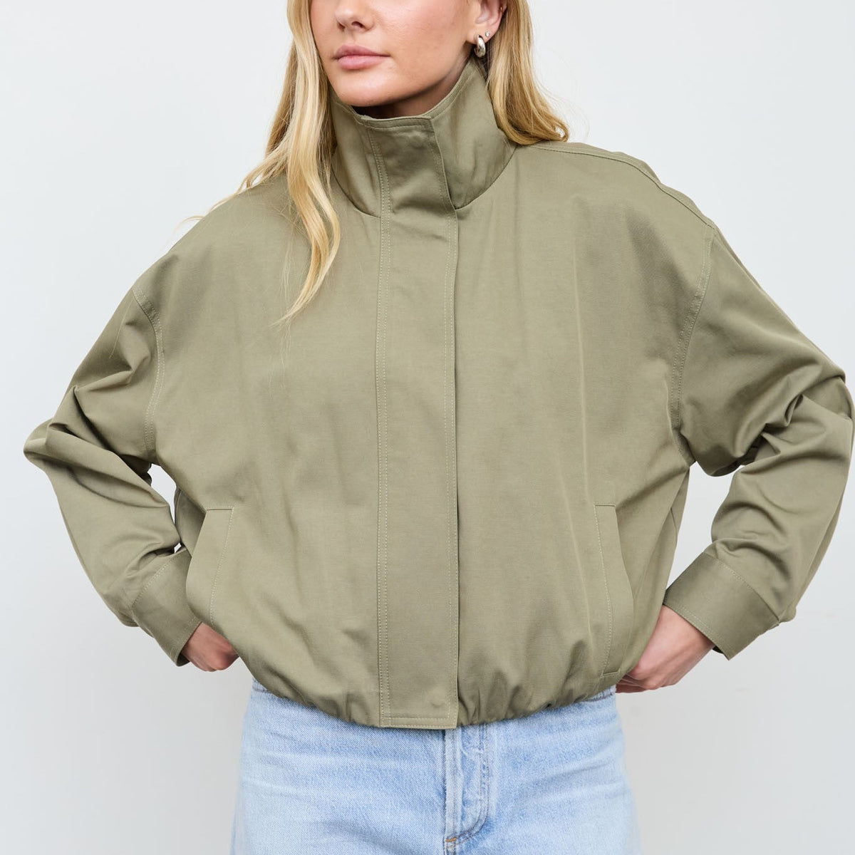 Serenity Zip Up Mock Neck Elastic Hem Jacket