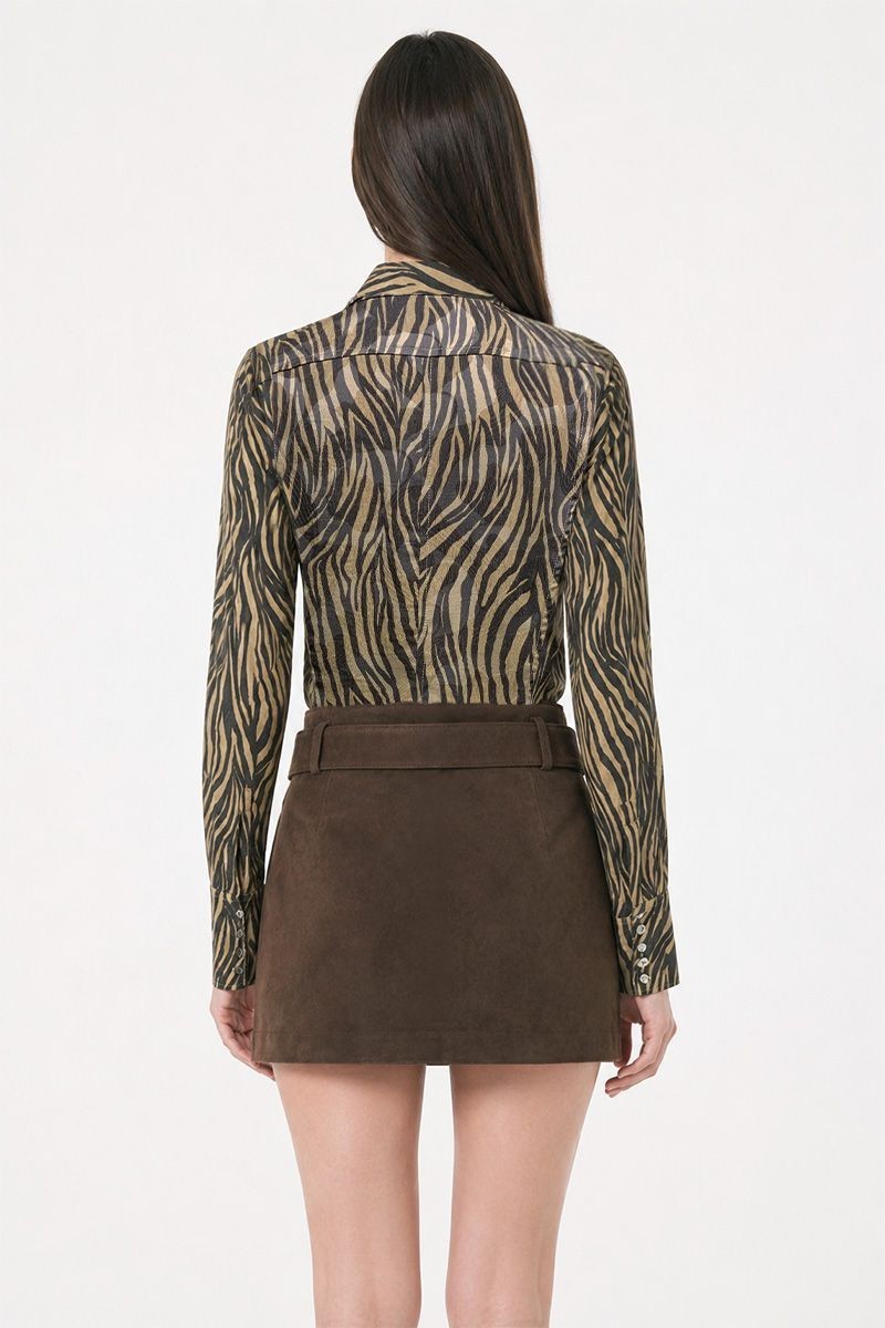 Samantha Dark Brown Faux Suede Micro Mini Skirt