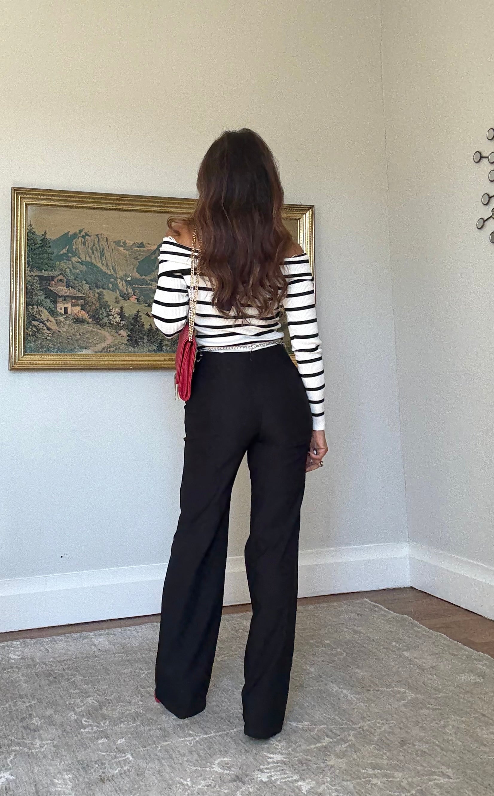 Gina black stretch nylon straight leg pant